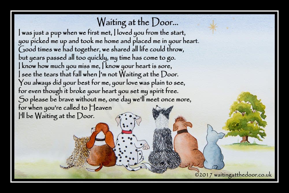 Pet Dog Memorial Rainbow Bridge Print (unframed) - Waiting at the Door