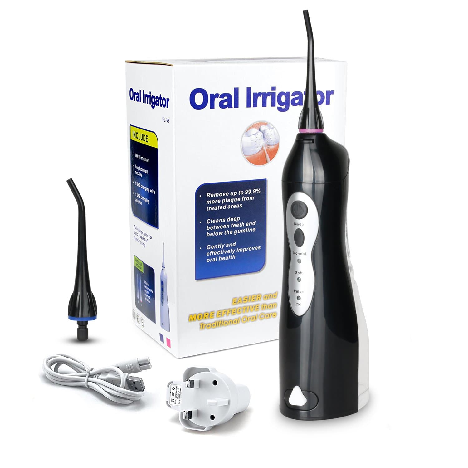 Electric Water Flosser for Teeth, Professional Cordless IPX7 Waterproof Portable Oral Irrigator Dental Flosser with 2 Jet Tips (Water Flosser)