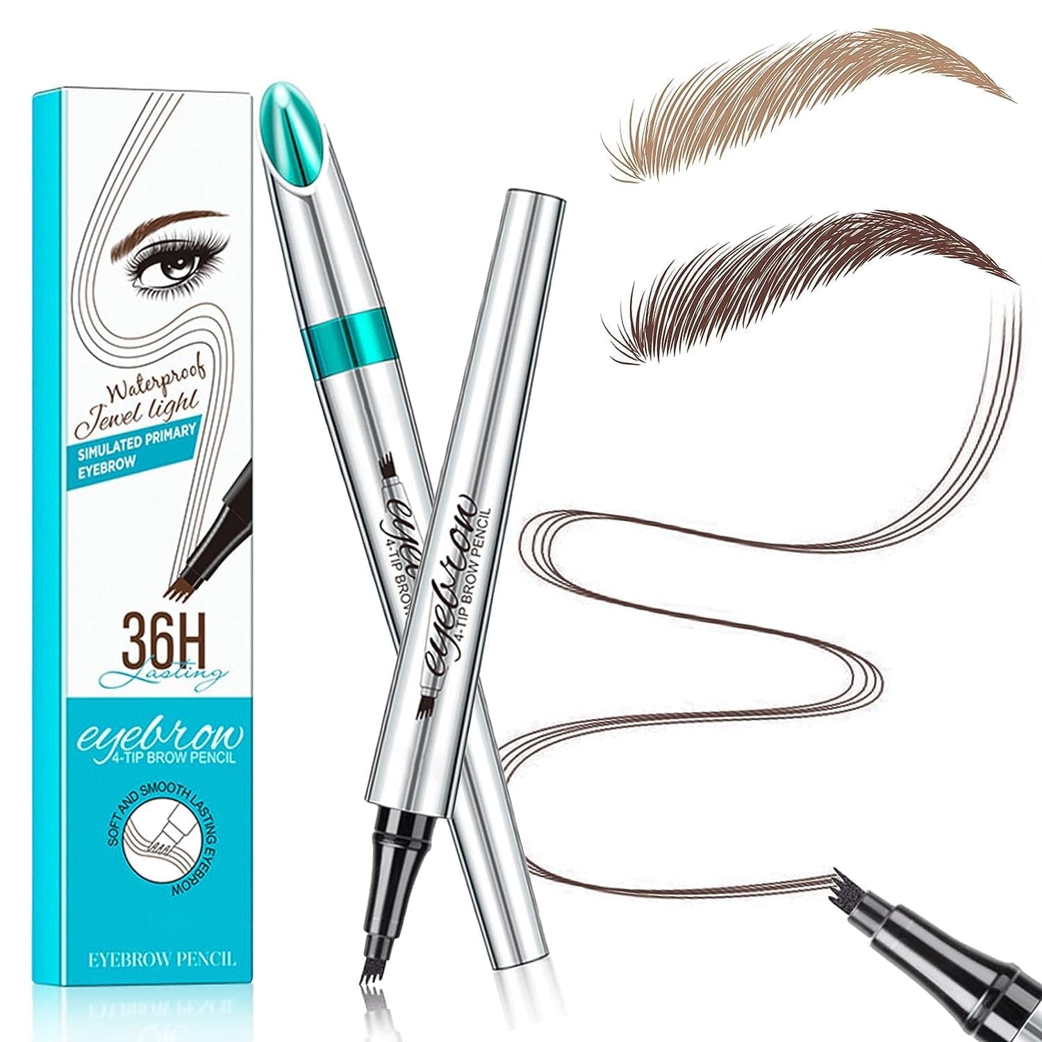 Huieter Eyebrow Microblading Pen, Eyebrow Pencil with an Upgrade Micro-Fork Tip Applicator, Waterproof Long-Lasting Microblading Pencil for Eyebrows, Microblading Pen for Natural Looking Brows Makeup
