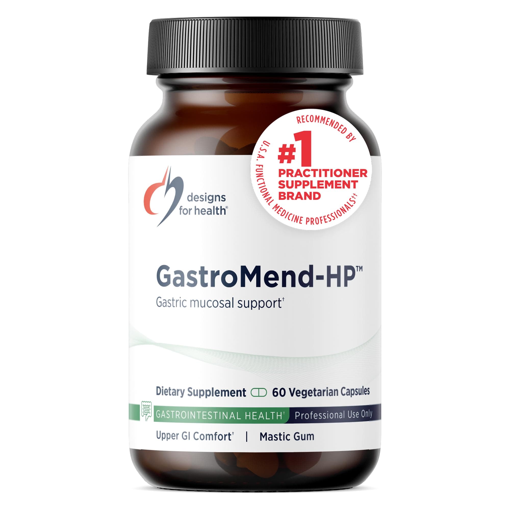 Designs for Health GastroMend HP - Mastic Gum, Zinc, L-Carnosine, Deglycyrrhizinated Licorice Gut Health Supplements - May Support Gastric Health, Occasional Bloating or Upset Stomach (60 Capsules)