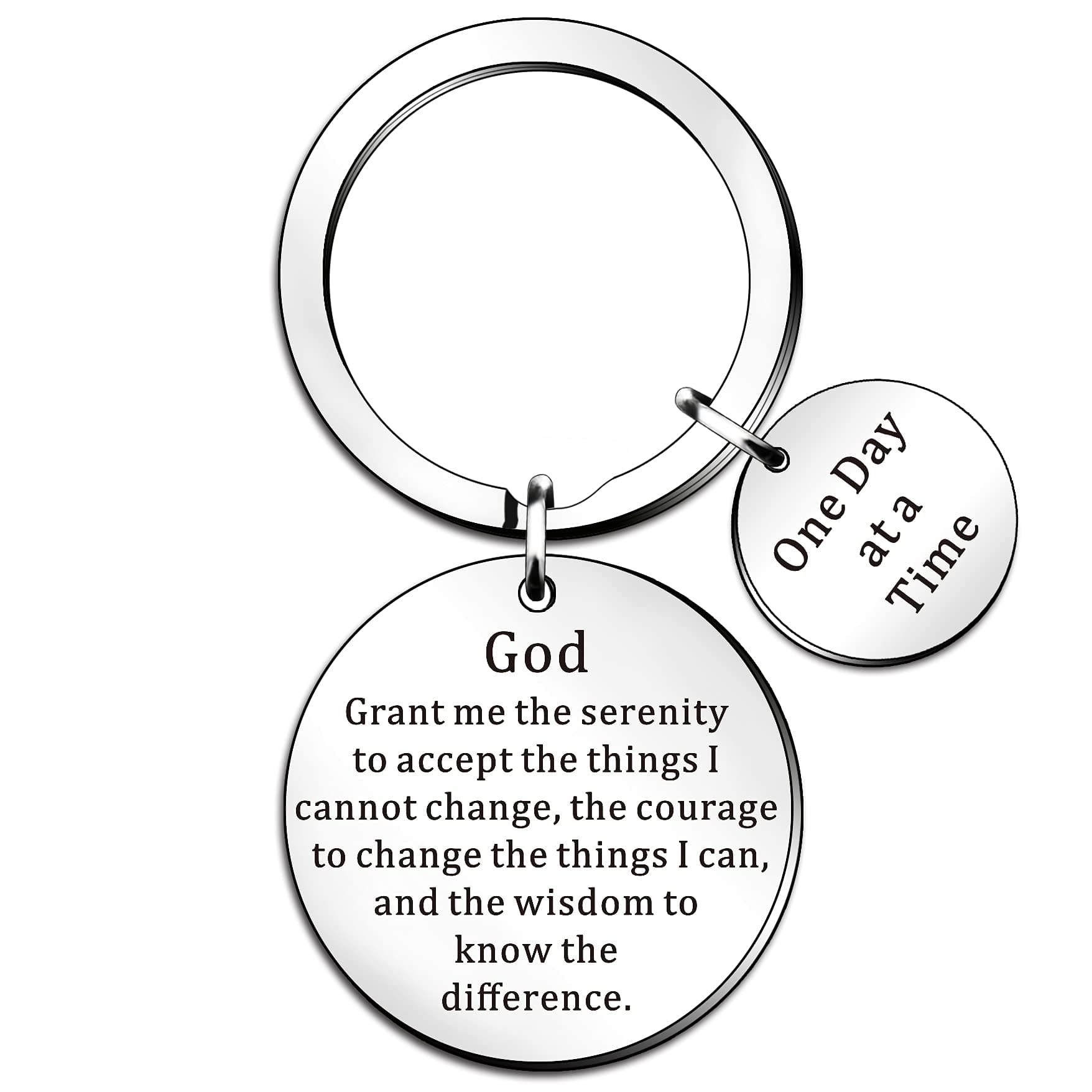 – Encouragement Gifts Keyring for Men Women Serenity Prayer Dog Tag Sobriety Addiction Recovery AA Gifts Inspirational Gifts for Him Her Birthday Religious Keychain