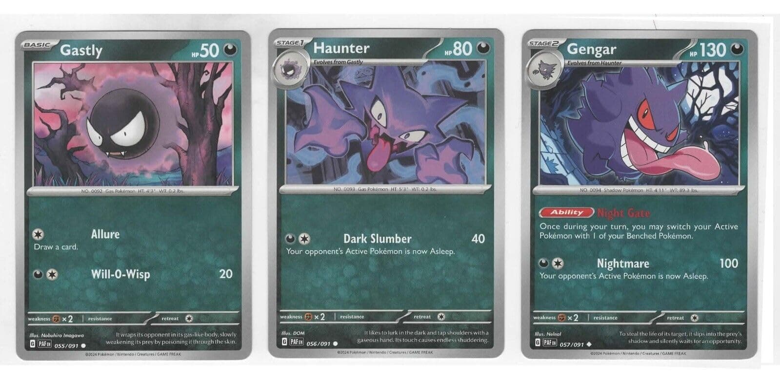 Pokemon Gengar 057/091 - Paldean Fates – – Evolution Card Lot - Set Gastly Haunter