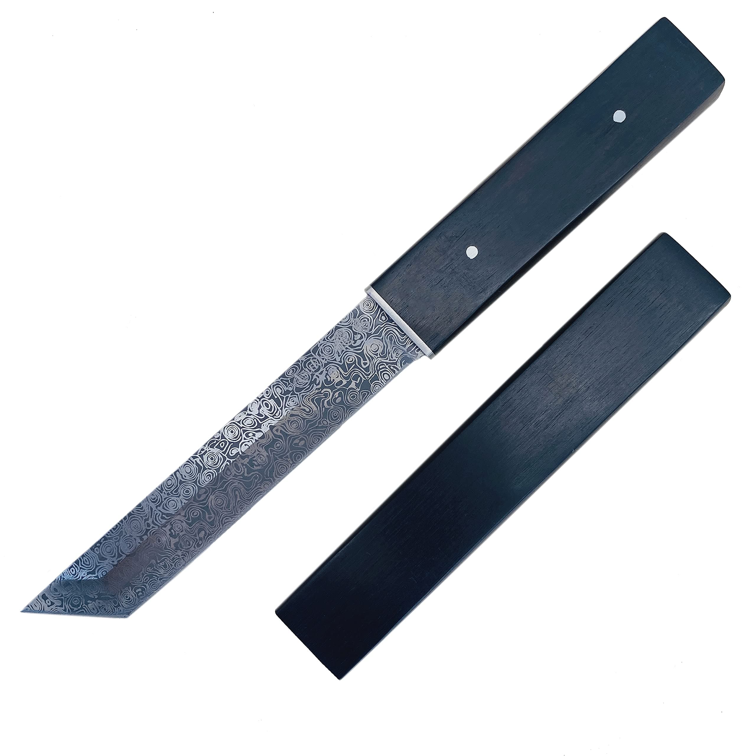 10 1/4" Asuka Modern Japanese Samurai Damascus Tanto 440 Stainless Steel Full Tang. For Collection, Gift (Damascus)