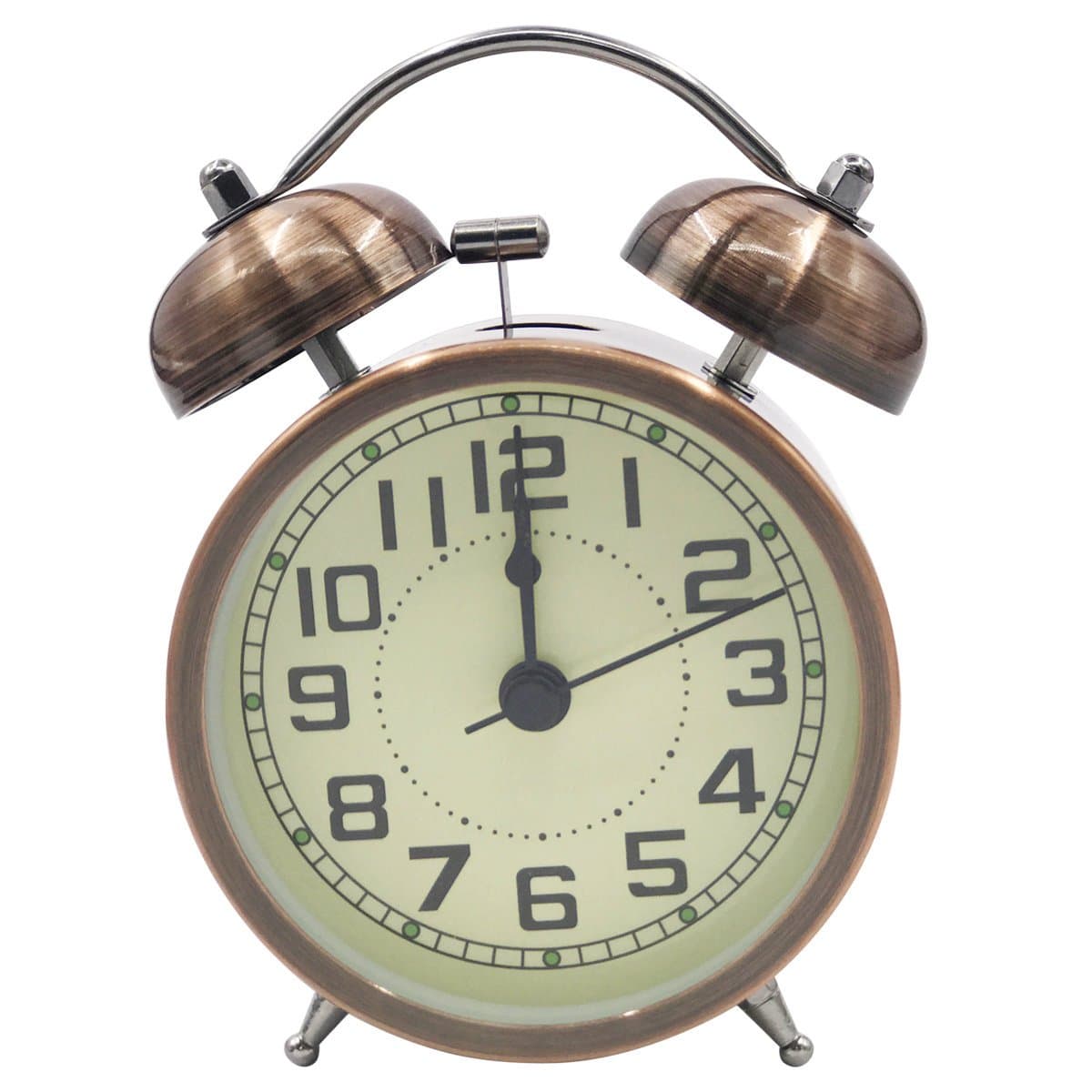 EASEHOME Retro Analog Quartz Alarm Clock, Classic Twin Bell Silent Alarm Clocks Non Ticking Bedside Bedroom Travel Clock for Kids and Adults Loud Alarm, 3" Arabic Numerals