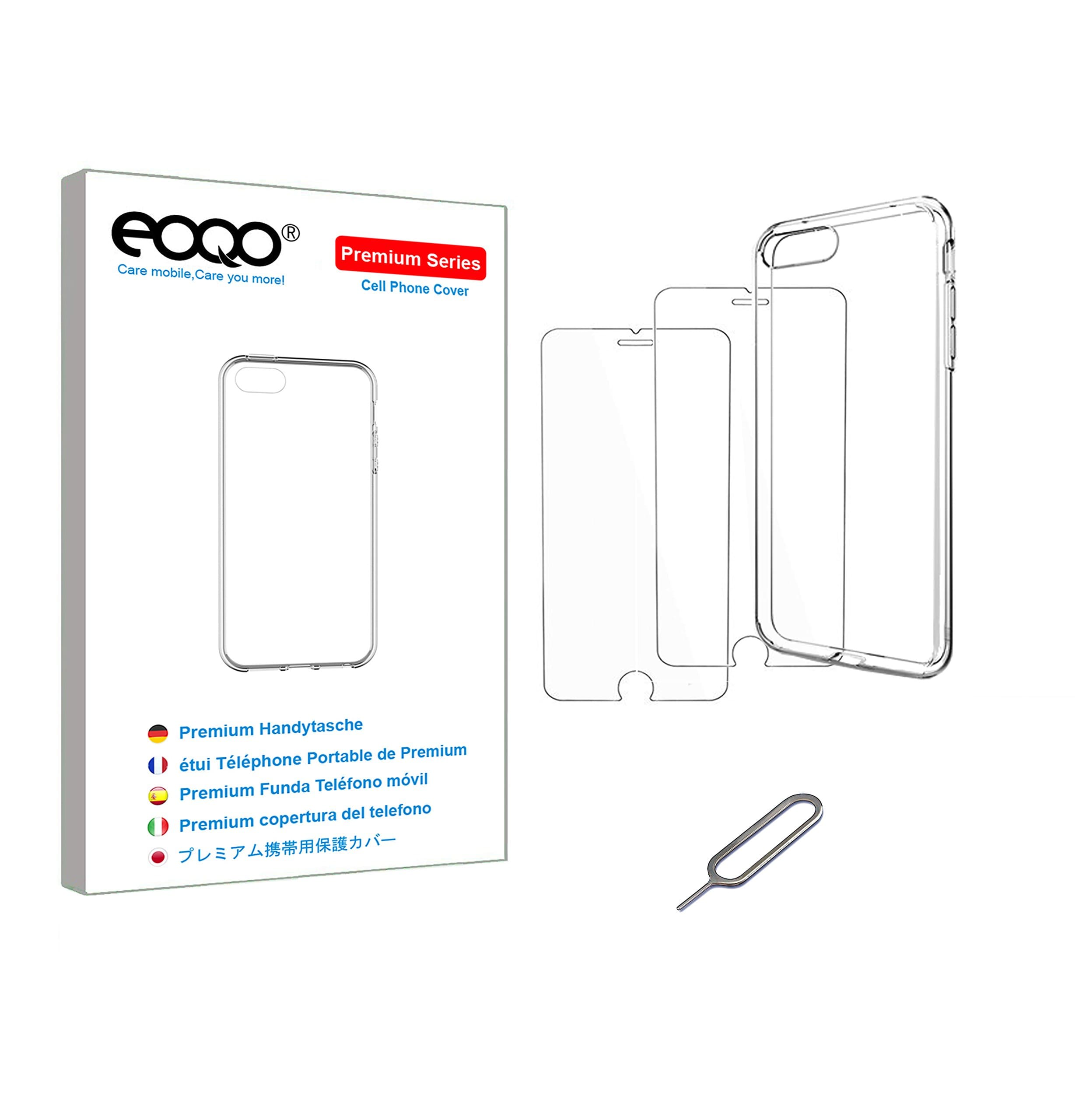 eoqo Compatible with iPhone 7 Plus iPhone 8 Plus Case with Screen Protector |Soft Back Case, [Bubble Free] Tempered Glass Screen Protector for iPhone 7 Plus(2016 Release) iPhone 8 Plus(2017 Release)