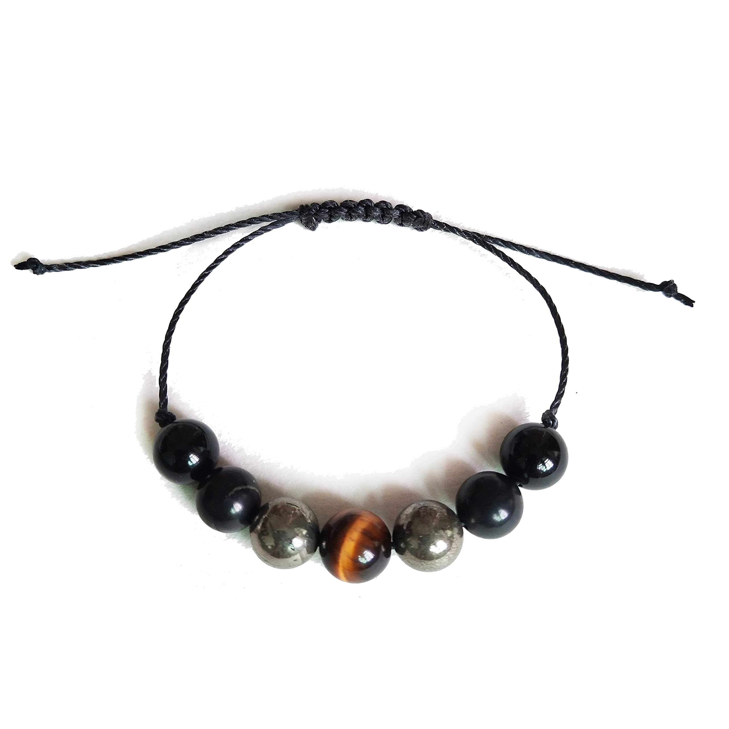 LFaizeShungite,Tiger Eye,Black Tourmaline,Pyrite, Lower Chakras,String Bracelet