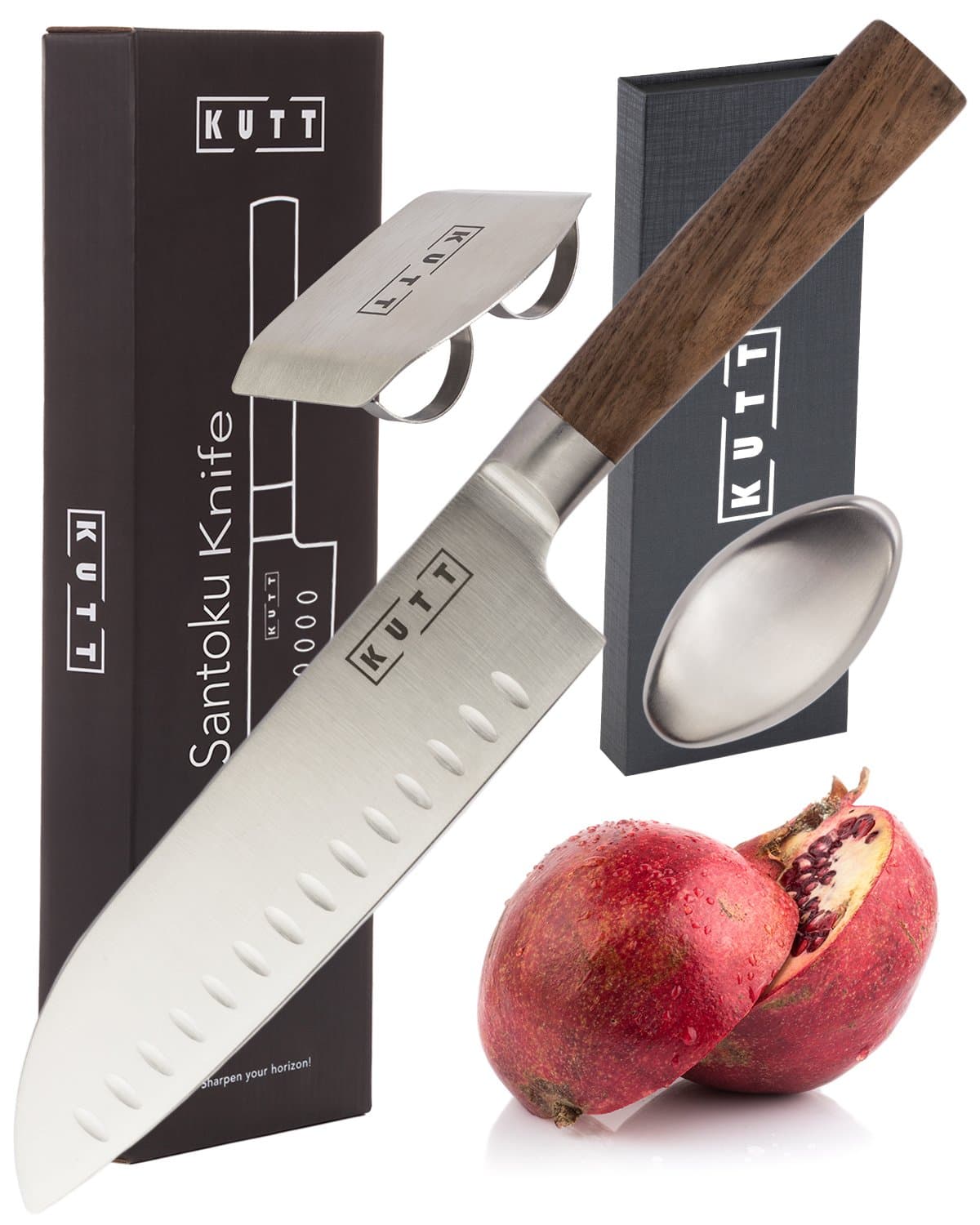 Kutt Chef Knife | Razor Sharp and Rust-Free Professional Kitchen Knife | 7 Inch Chef's Knife German Stainless Steel Blade | Odor Remover and Finger Guard included in Luxury Gift Box