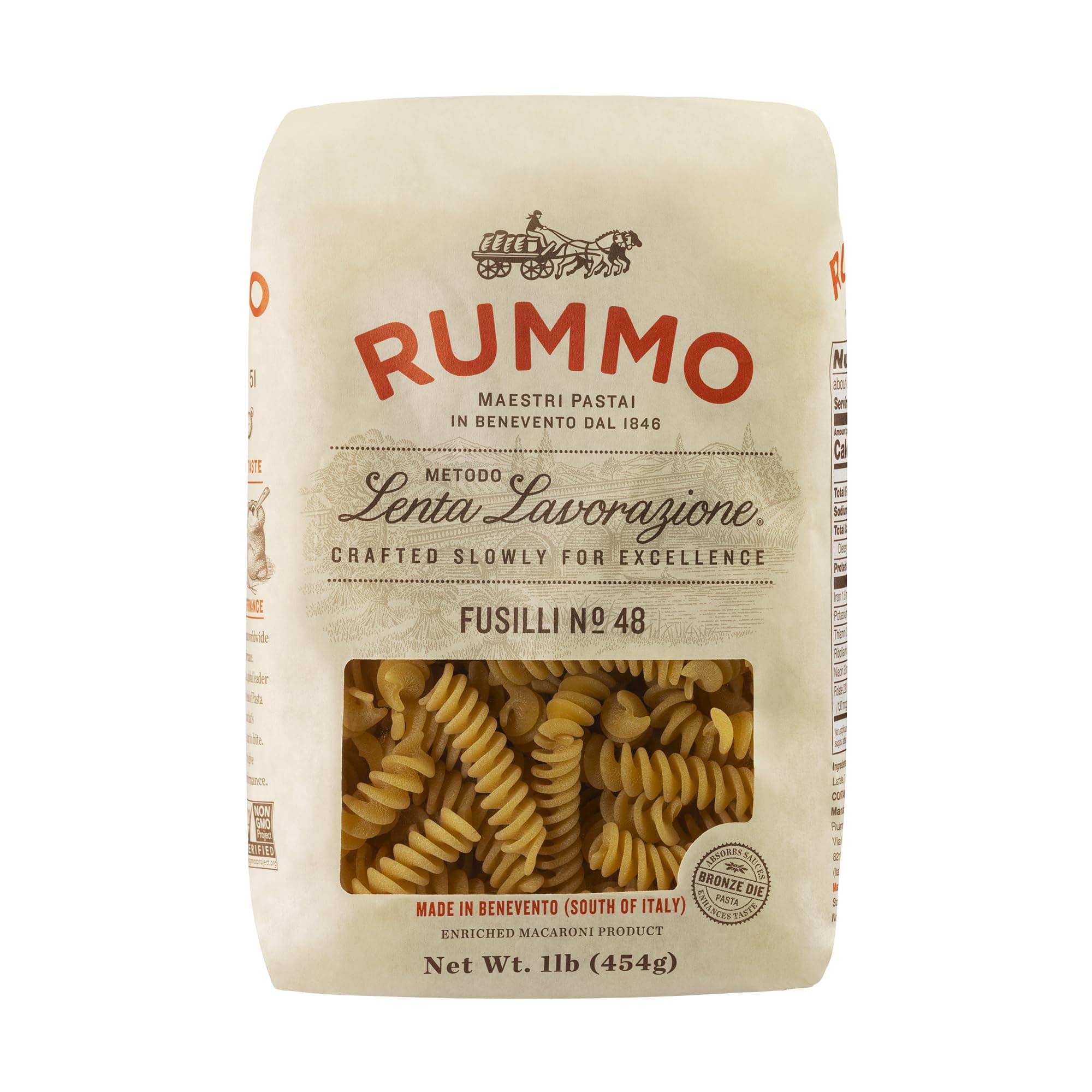 Rummo Fusilli Pasta N.48 - Fusilli Pasta Noodles, Spiral Pasta, Italian Pasta, Curly Noodles, Dry Pasta, Durum Wheat Pasta - 16 Ounce (Pack of 1)