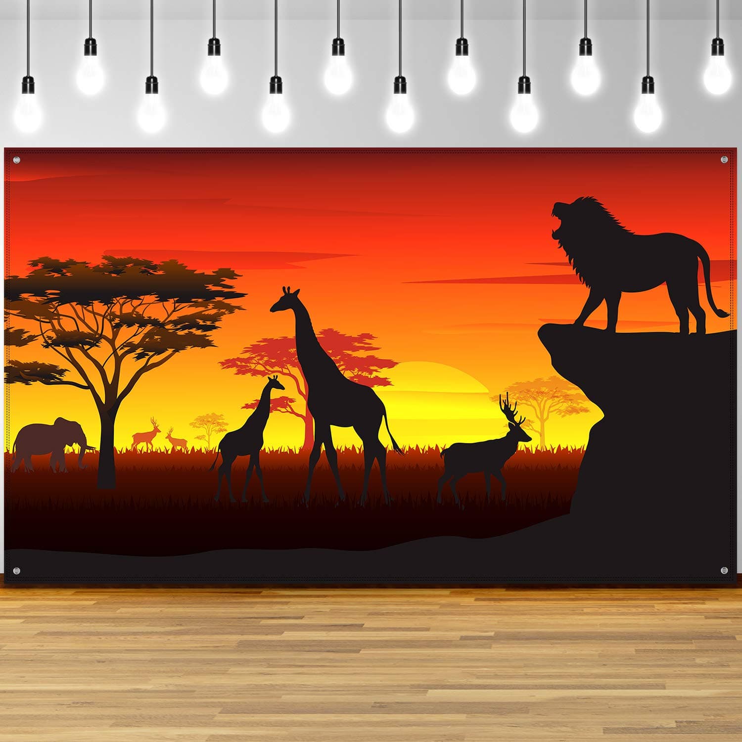 African Safari Theme Party Decorations, African Safari Backdrop Banner Theme Supplies, Tropical Forest Jungle Scenic Background Photo Booth Banner, 72.8 x 43.3 Inch