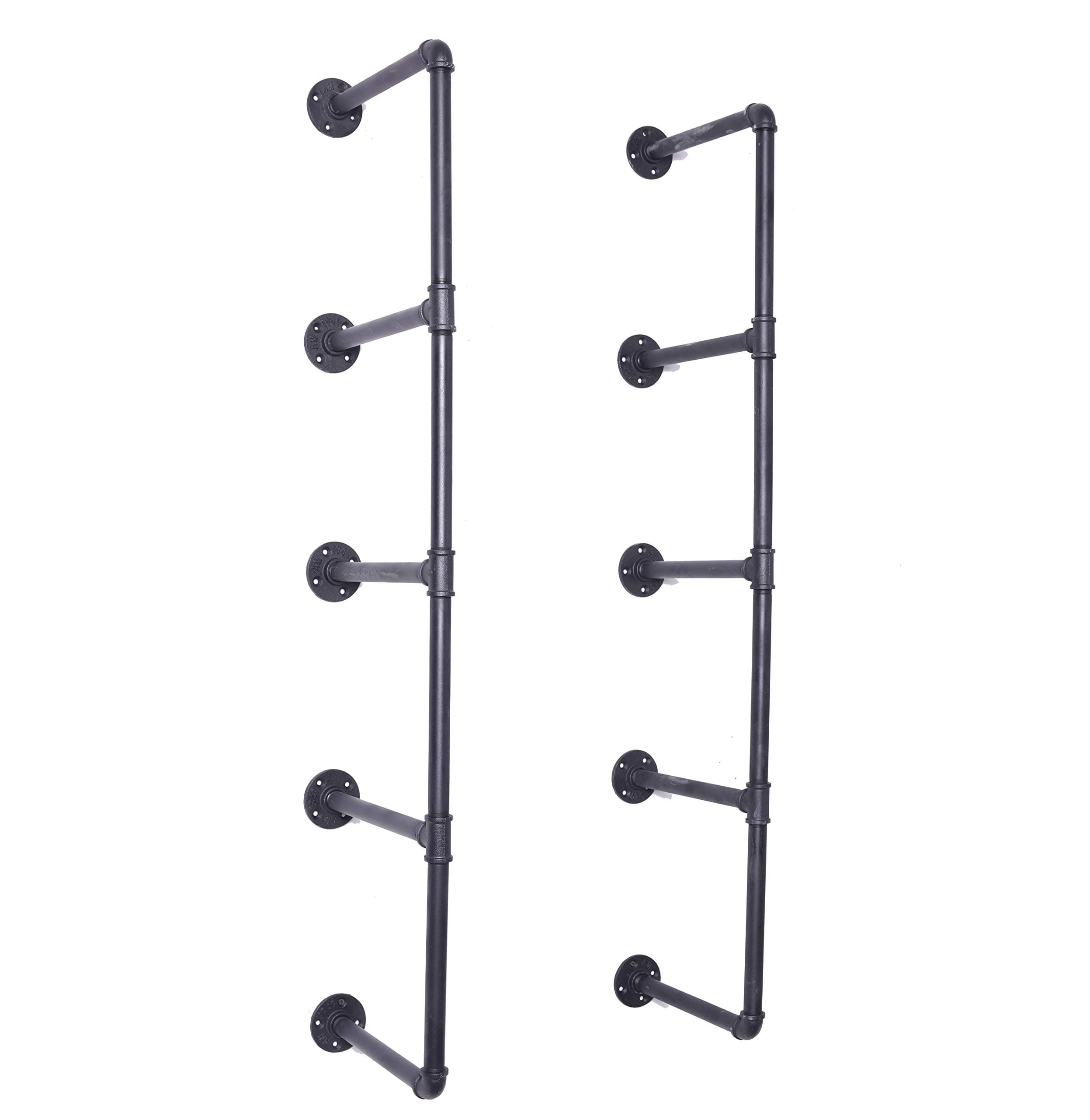 Topower DIY Industrial Black Pipe Bookshelf Wall Ceiling Mounted Open Bookshelf Parts Bracket Kit DIY Project (4-Tier)