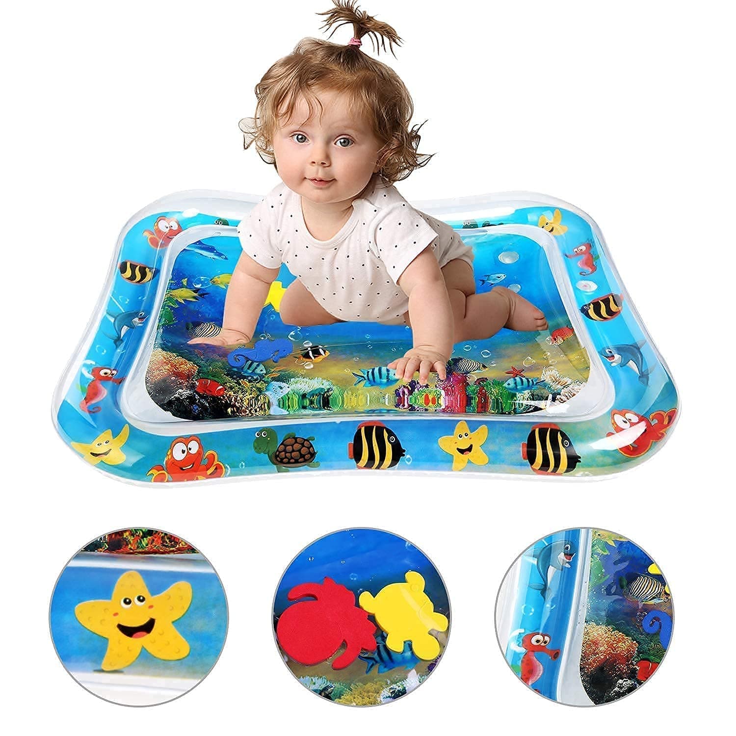 Baby Kids Water Play Mat Toys Inflatable Tummy Time Leakproof Water Play Mat, Fun Activity Play Center Indoor and Outdoor Water Play Mat for Baby Random Design (Baby Water Mat)