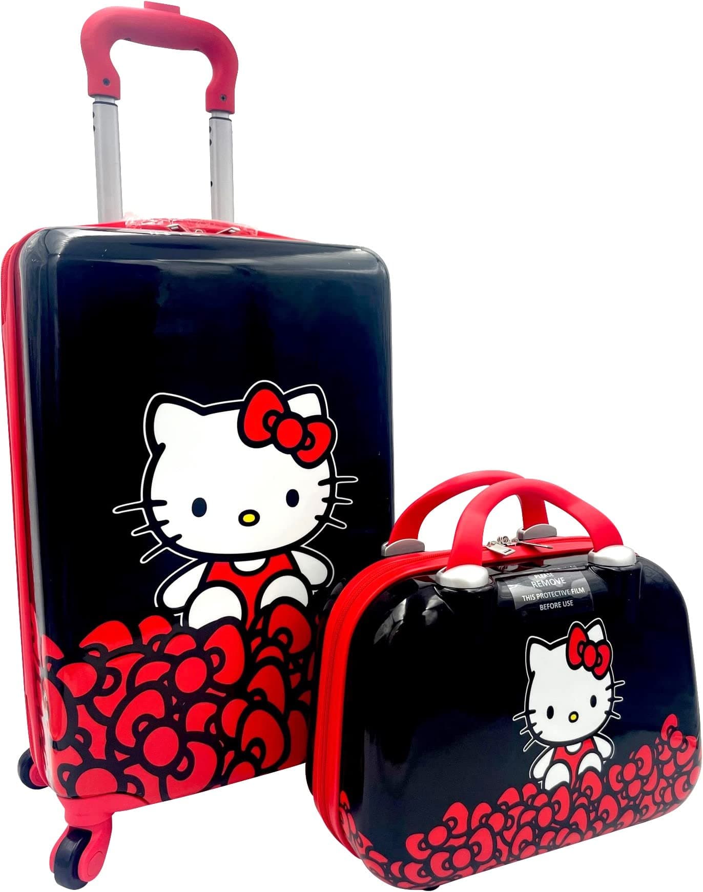 Fast ForwardKid’s Licensed Hard-Side 20” Spinner Luggage Carry-On Suitcase and Beauty Case Set, Multicolored, Carry-On 20", Hello Kitty