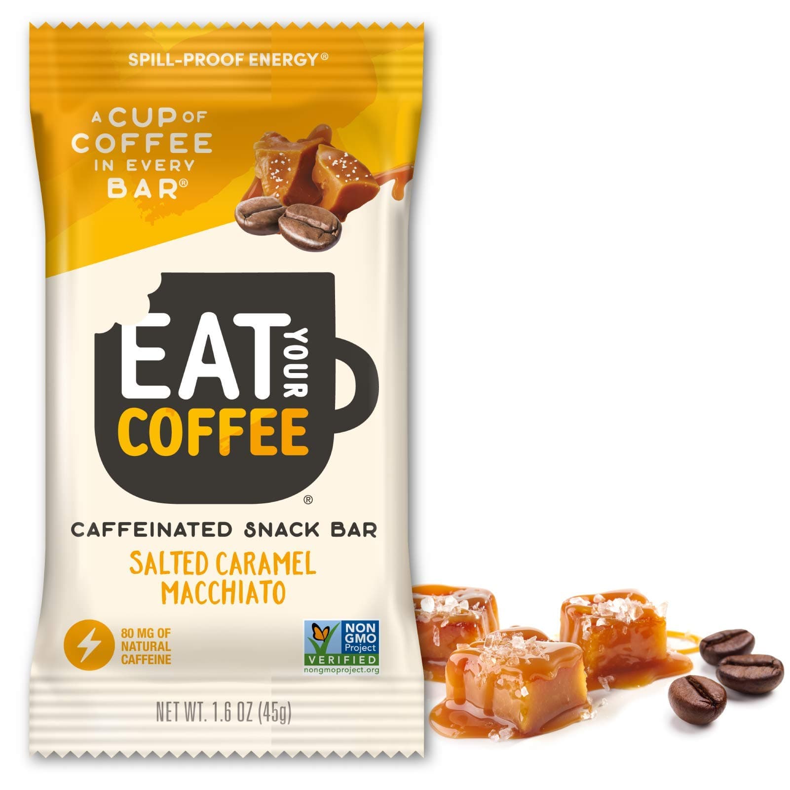 Eat Your Coffee Energy Snack Bar - Variety Pack (Salted Caramel Macchiato, 6 Count)