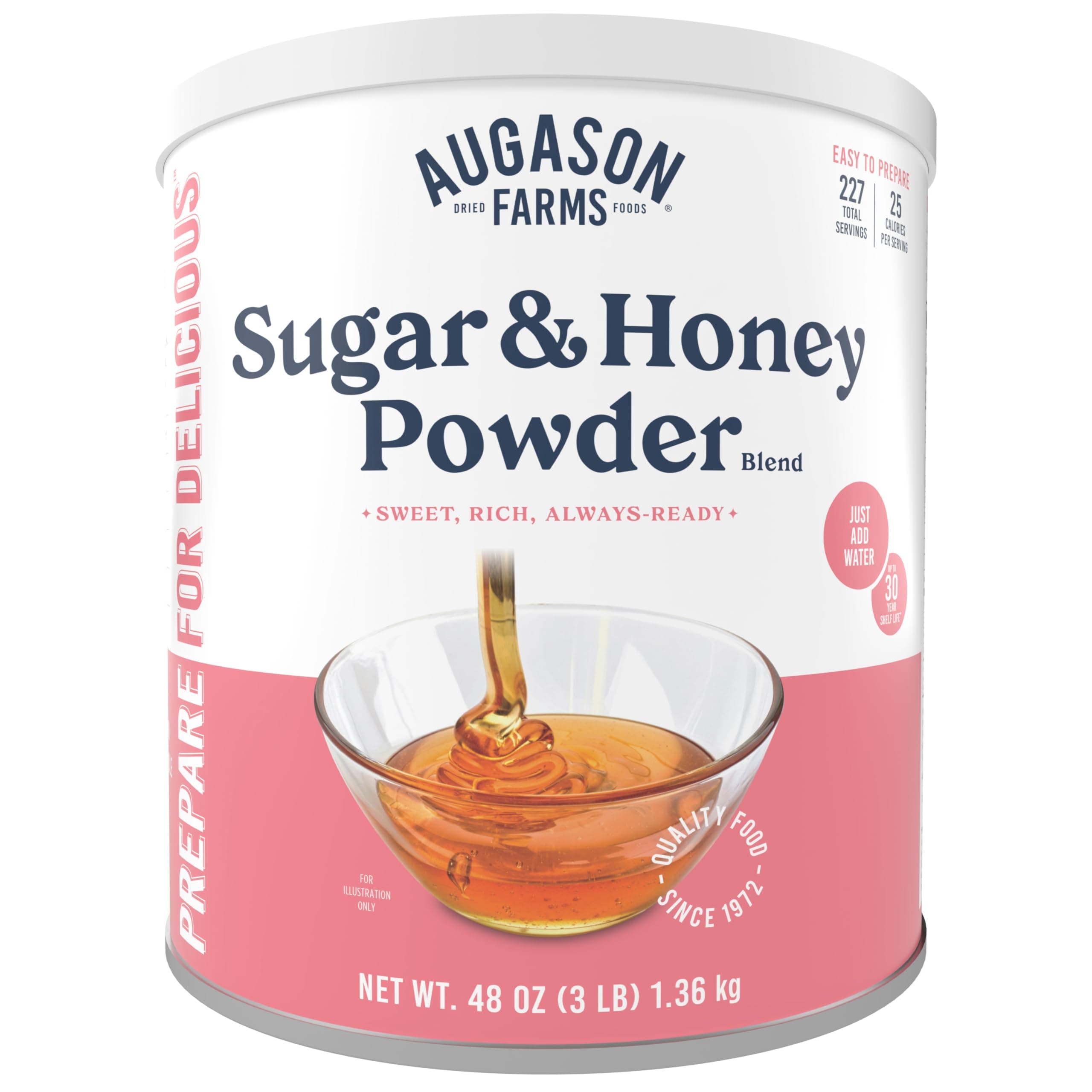 Sugar and Honey Powder Mix Can Emergency Food Supply, 227 Servings, 30 Year Shelf Life - Dry Honey and Sugar Powder Blend Sweetener for Baking and Cooking