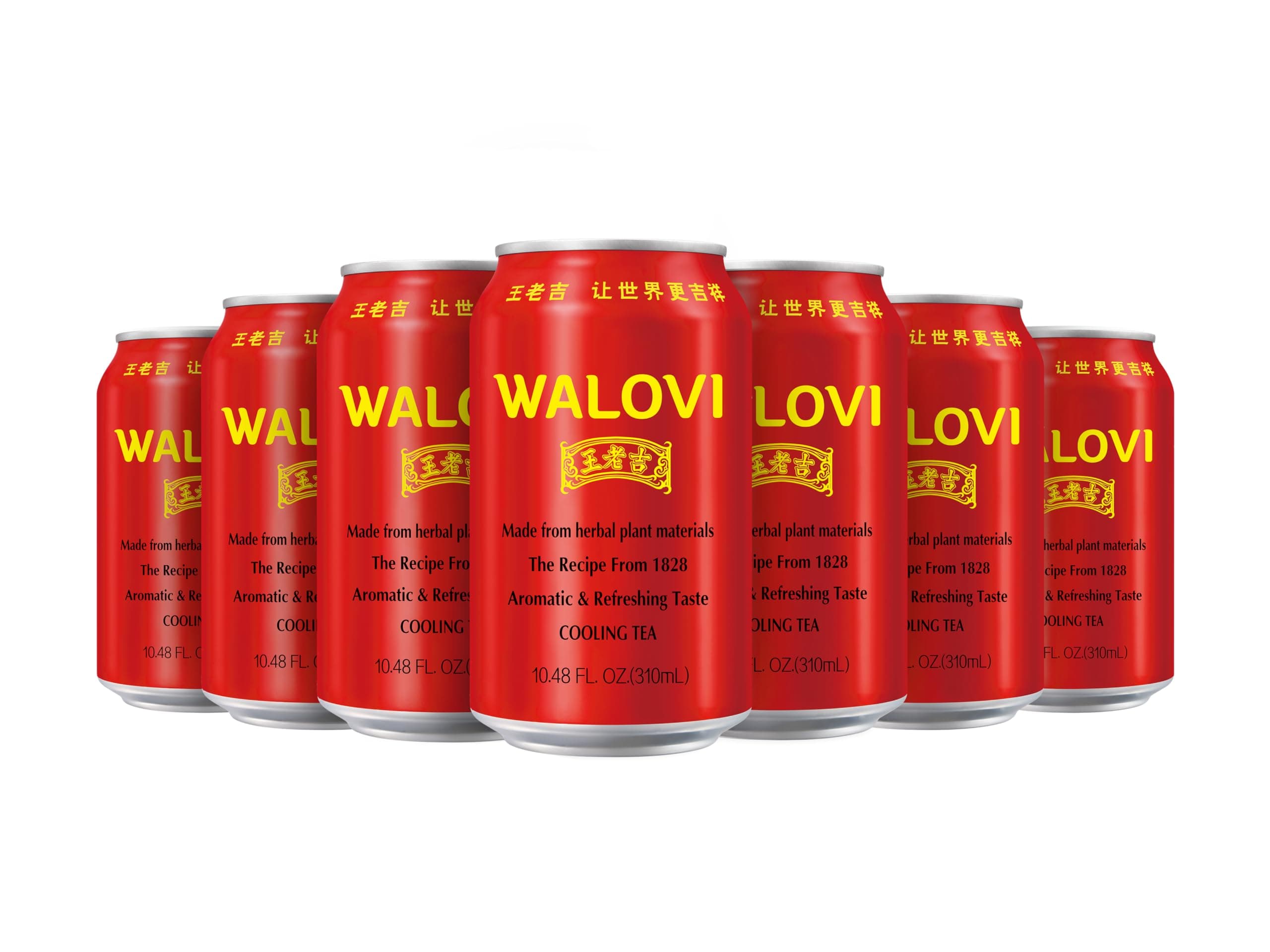 WALOVI Chinese Herbal Tea Wong Lo Kat - Wang Lao Ji Canned Cooling Tea/Liangcha - China's Best (24 Cans/Case, Red)