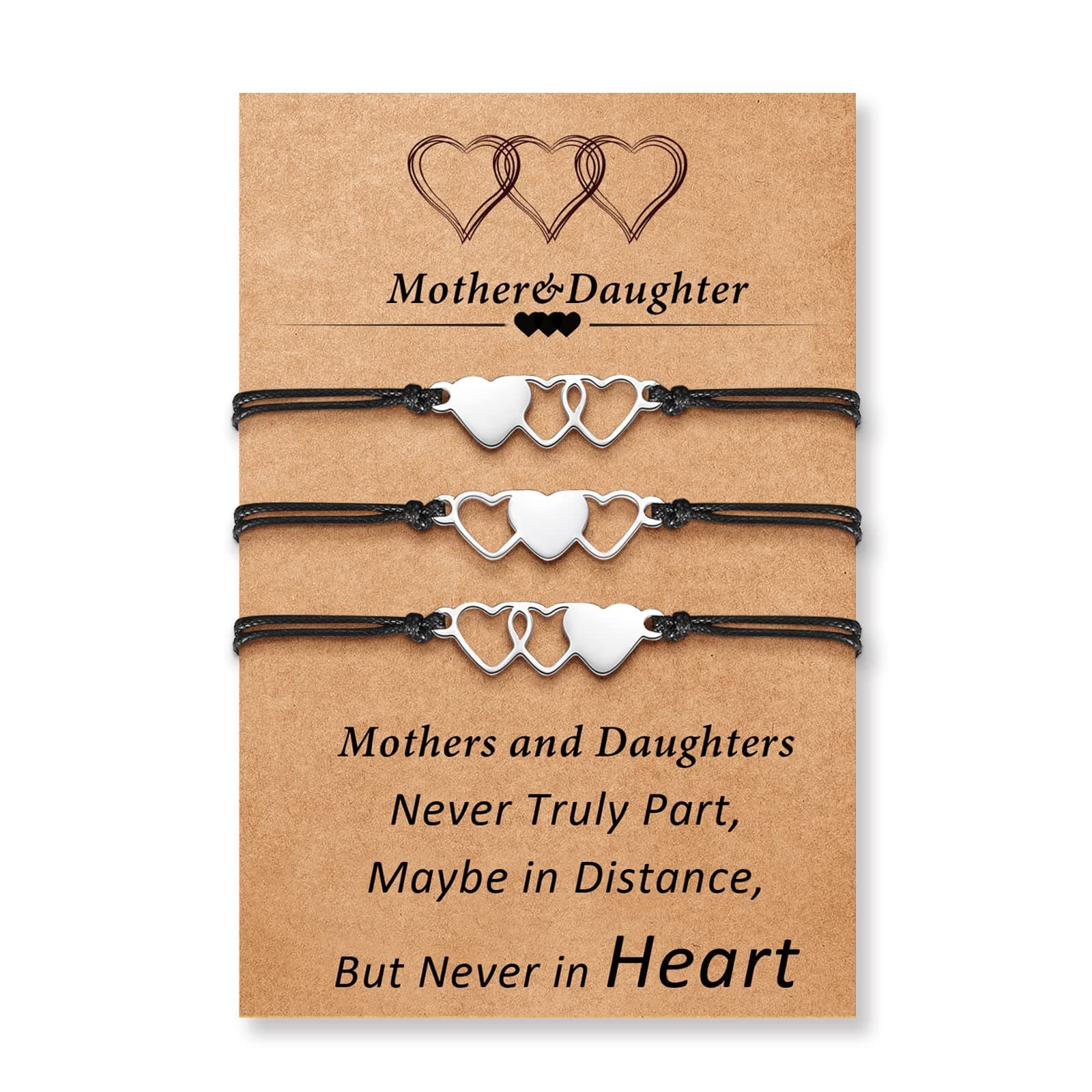 Desimtion Mother Daughter Bracelets Set for 2,3,4,5,6 Mothers Day Gifts for Mom from Daughter Mommy and Me Matching Heart Wish Bracelets