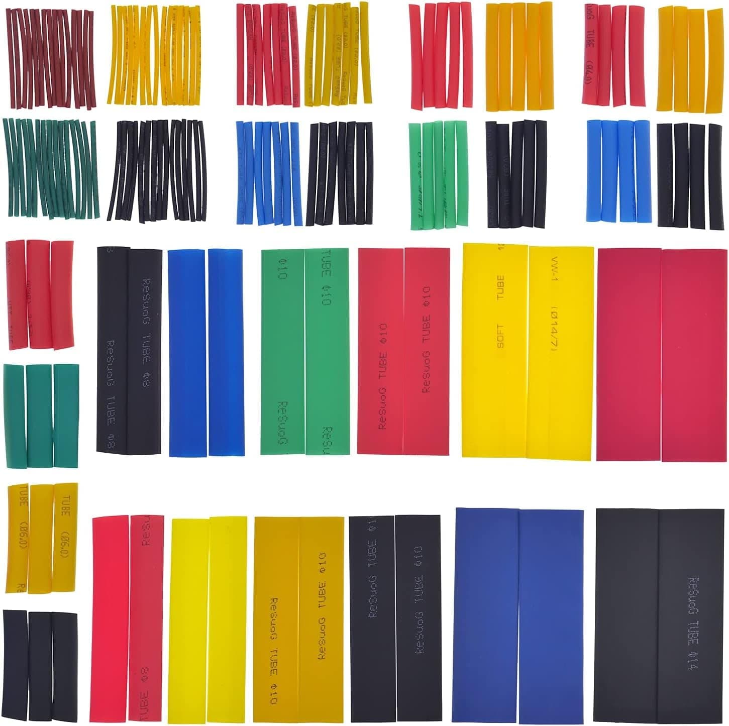 MTROYALDIA Heat Shrink Tubing, Electric Insulation Tube Kit, 8 Sizes Heat Shrink Tube Tubing Electrical Wire Cable Wrap Sleeve for Workshop Hand Tools,5 Colors (164)