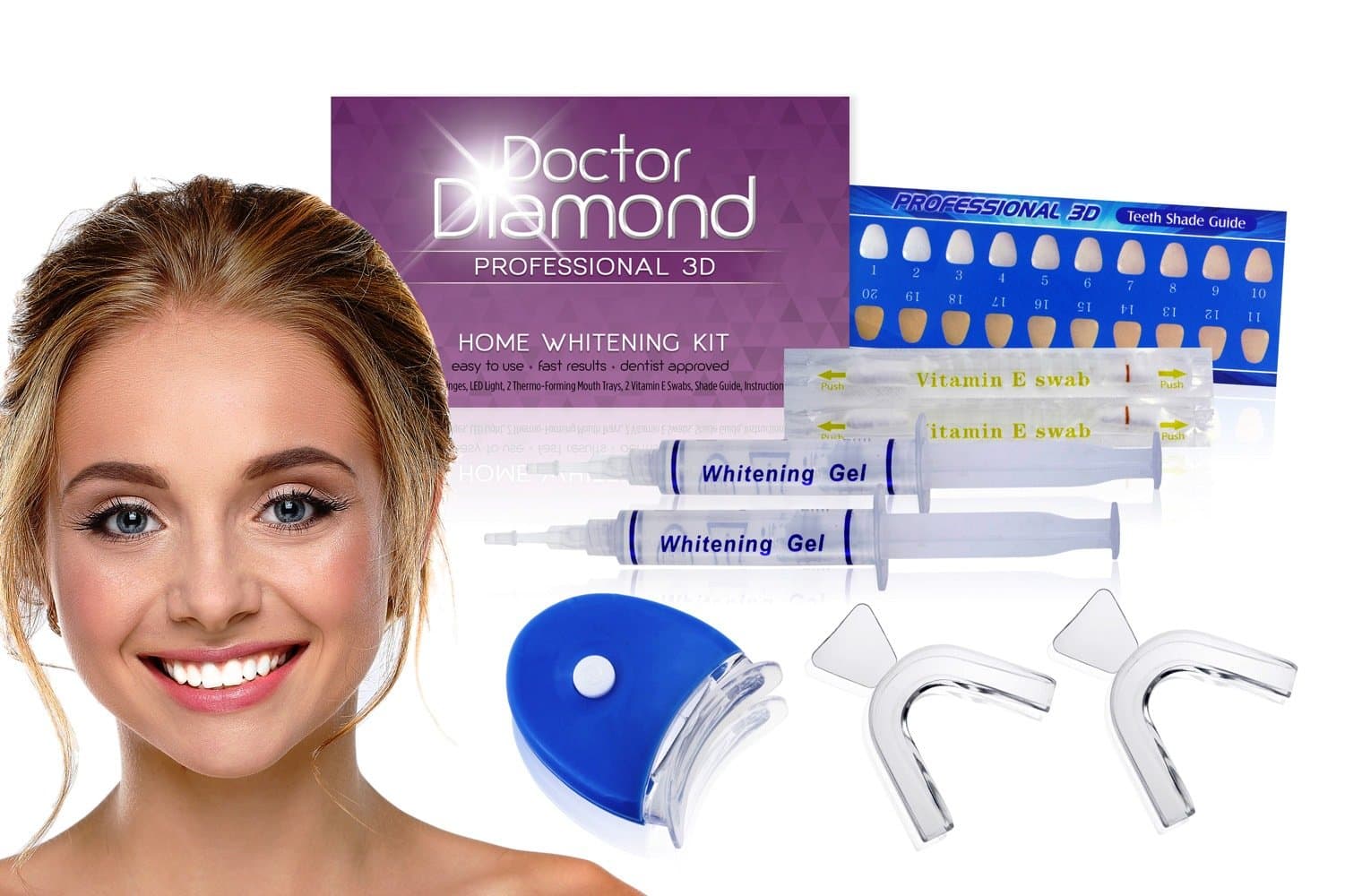 Dr. Diamond Complete 3D At-Home Teeth Whitening Kit Rated #1 In the USA- Deluxe Edition