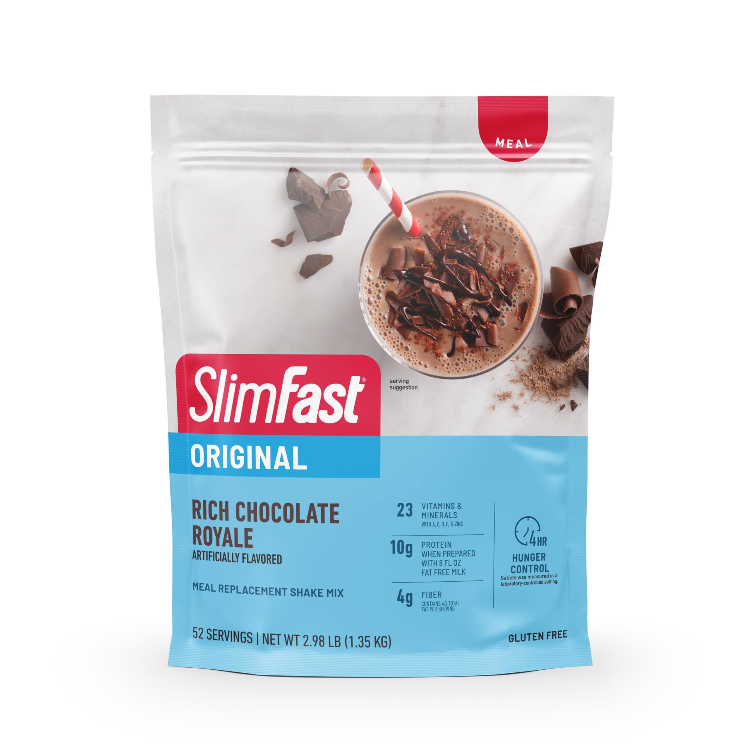 SlimFast Original Meal Replacement Shake Mix – Rich Chocolate Royale – 52 Servings - Pantry Friendly