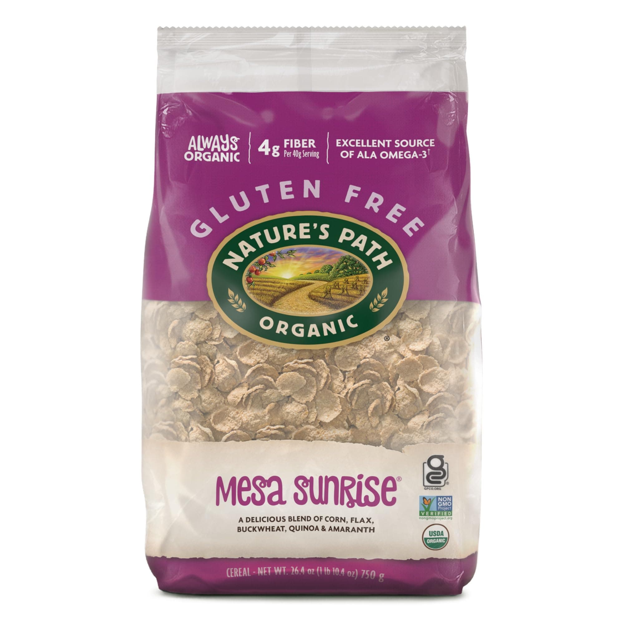Organic Mesa Sunrise Cereal, 26.4 oz (Pack of 6), Flax Seeds, Quinoa, Amaranth, Gluten Free, Earth Friendly Packaging