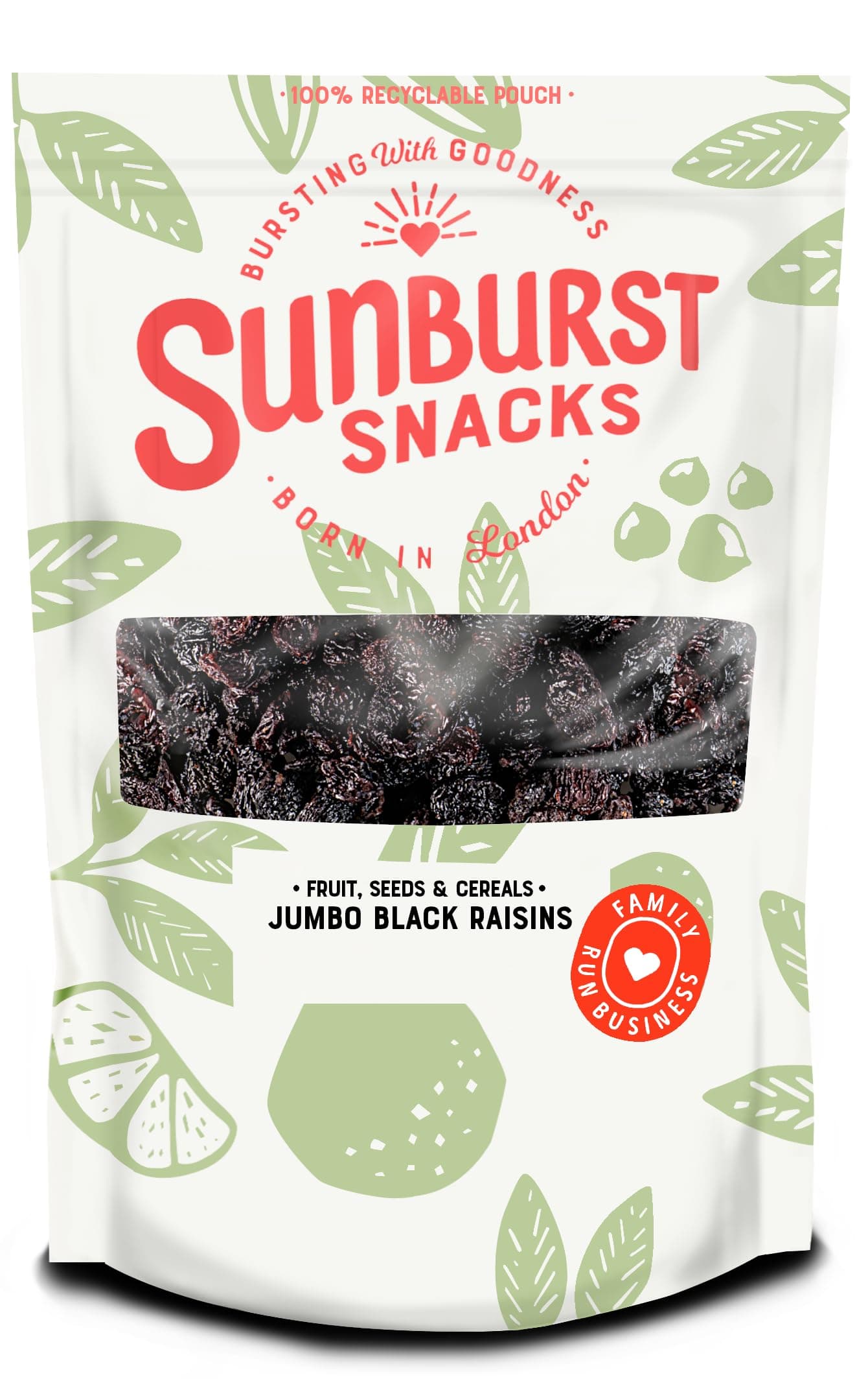 Sunburst Snacks Black Jumbo Raisins, Natural Dried Fruit, No Added Sugar, 500G