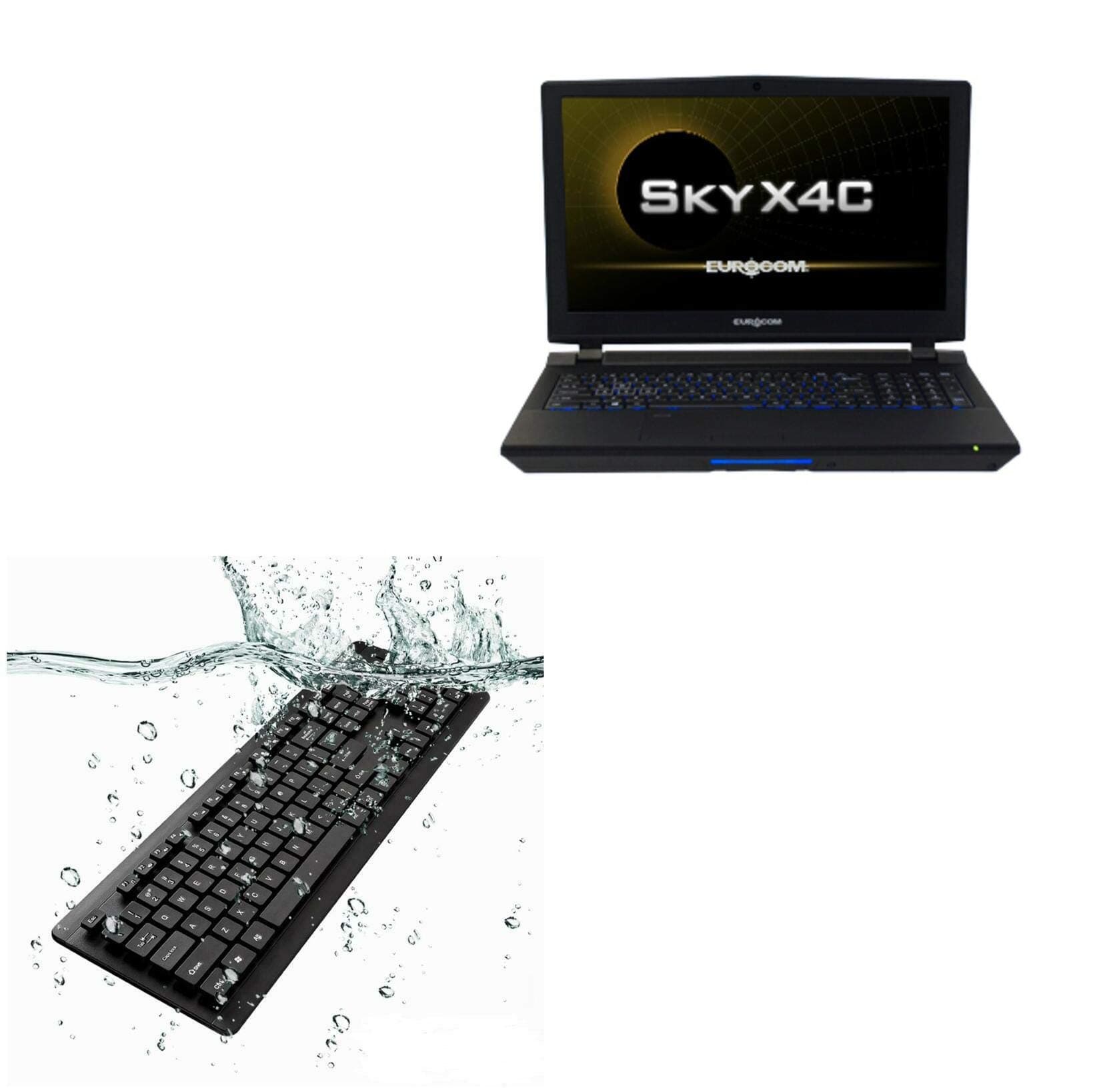 BoxWave Keyboard for Eurocom Sky X4C (Keyboard by BoxWave) - AquaProof USB Keyboard, Washable Waterproof Water Resistant USB Keyboard for Eurocom Sky X4C - Jet Black