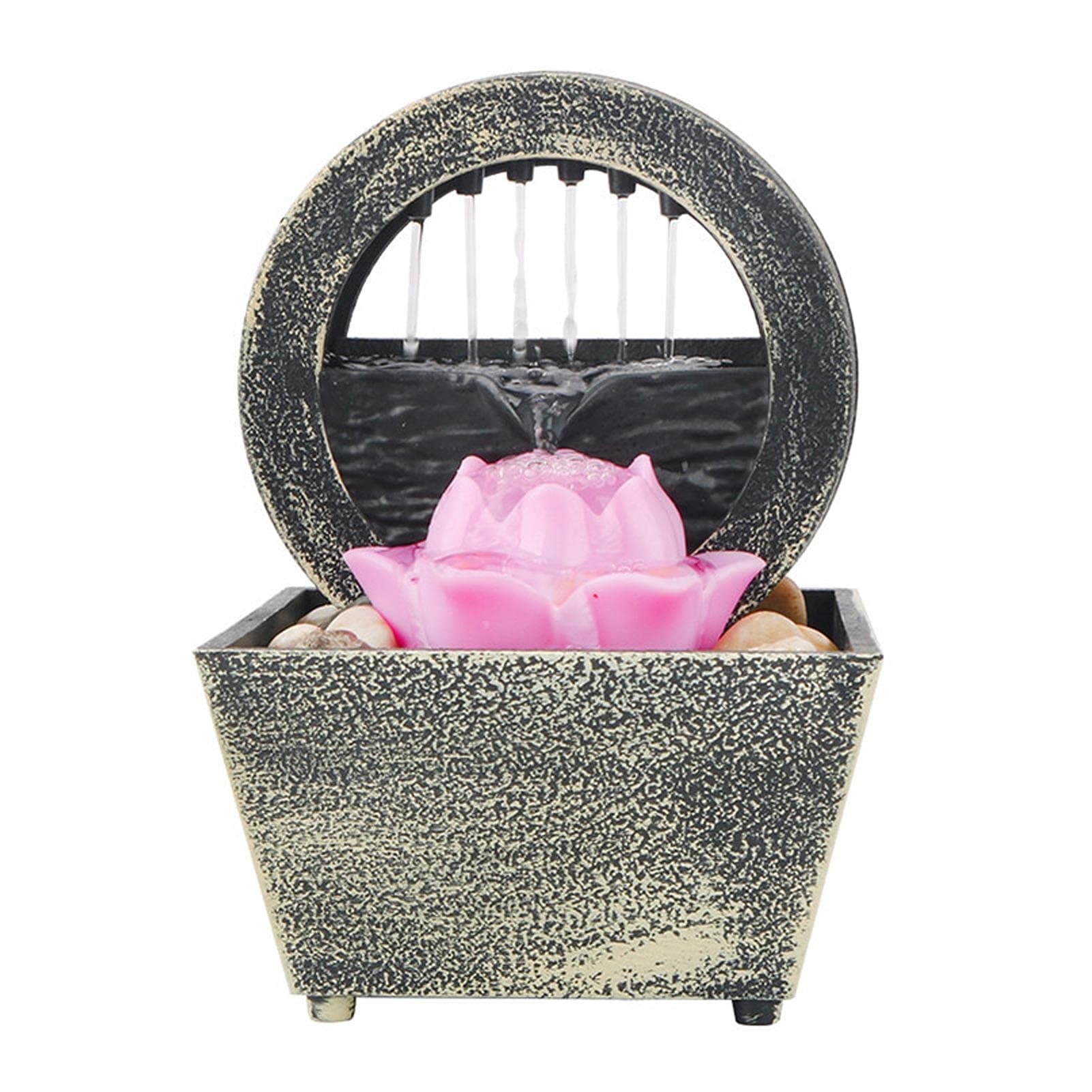 Water Fountain Desktop Decor, Battery Operated Indoor Water Fountain Relaxation Feng Shui Zen Waterfall Fountain for Home Office Ornaments