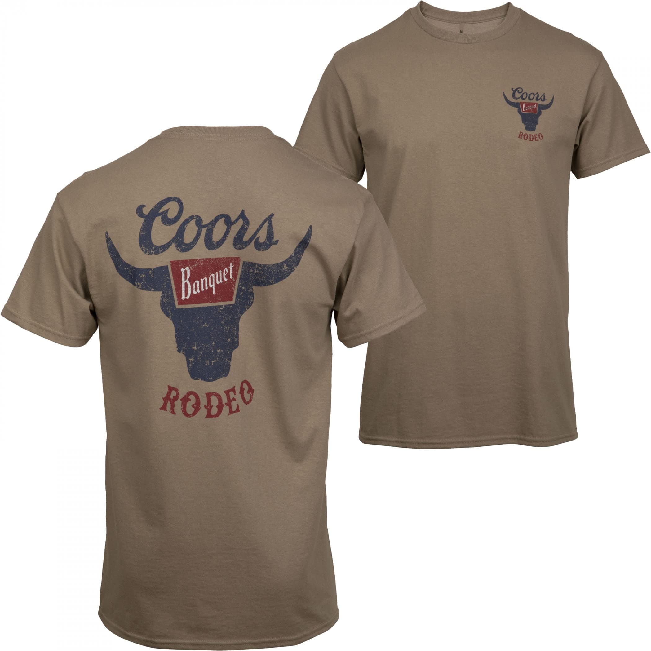 ChangesCoors Banquet Rodeo Logo Distressed Front and Back Tan T-Shirt