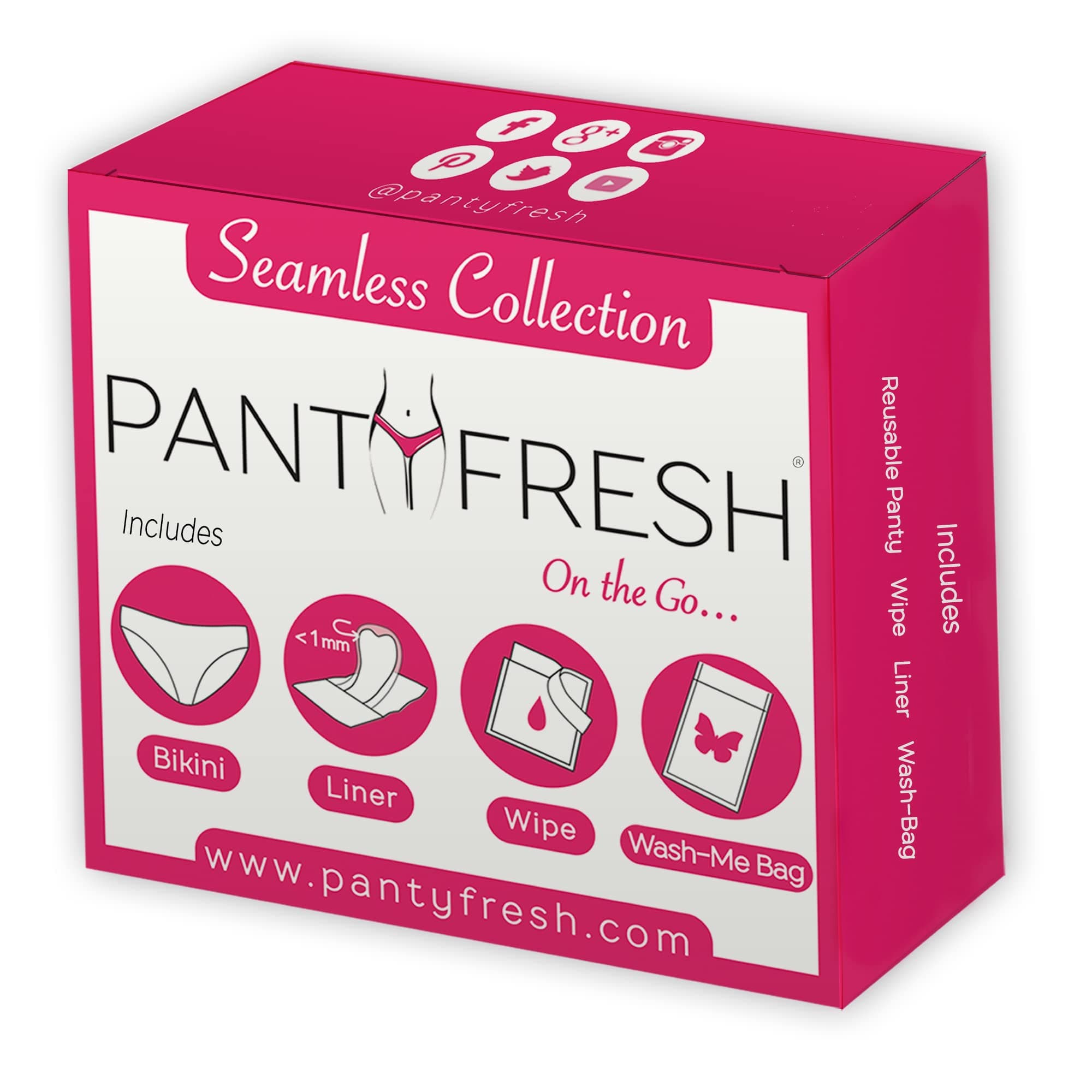 To Go Panty Kit Includes 4 items Seamless Underwear, Pantyliner Fresh Wipe Great Travel Kit Period Feminine Hygiene Emergency White