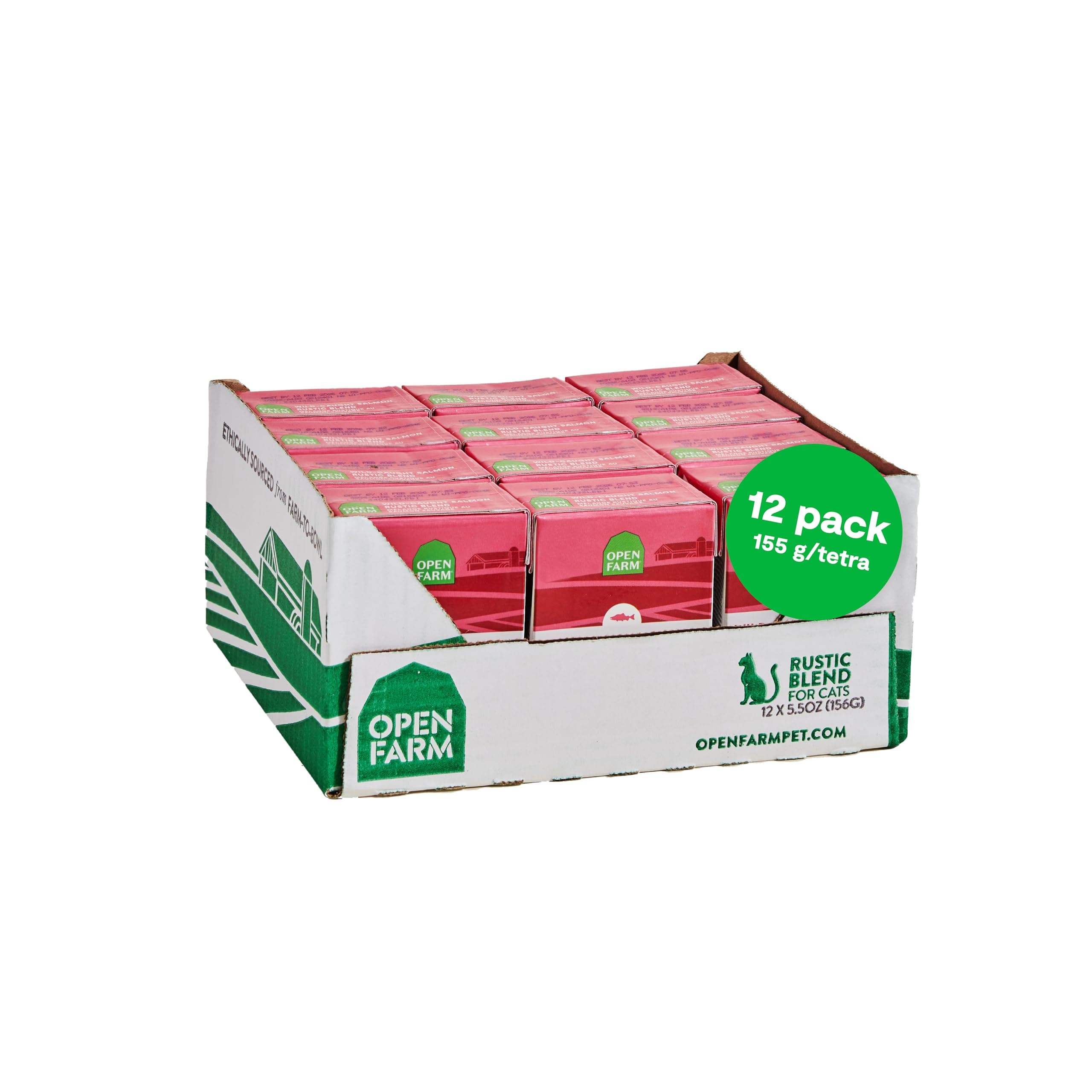 Rustic Blend Wet Cat Food, Complete & Balanced Medley with Human-Grade Ingredients, Humanely-Raised Meat, Non-GMO Veggies & Bone Broth, Wild-Caught Salmon Recipe, 5.5oz Packs (Case of 12)