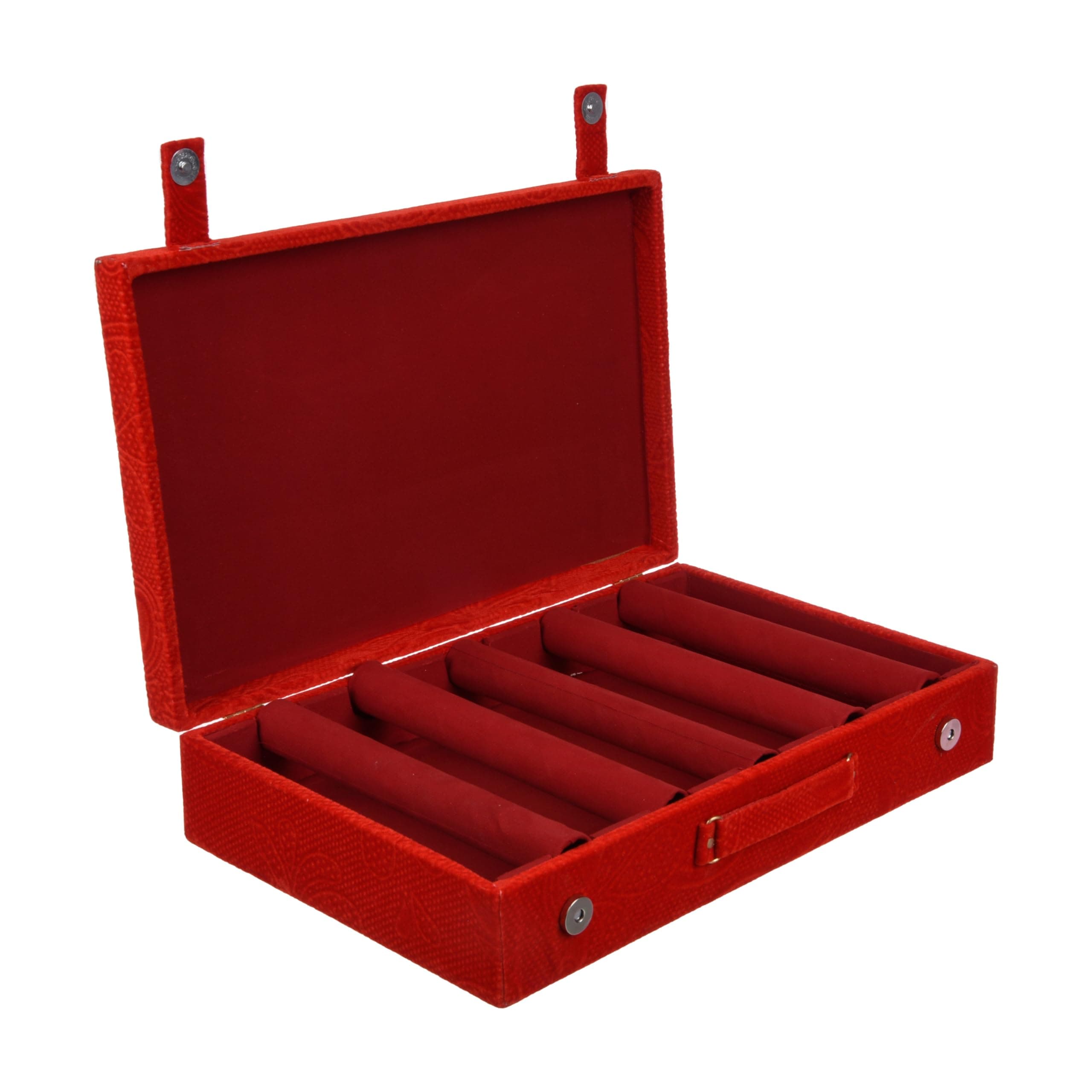 Kuber Industries Wooden Bangle Box For Woman|5 Rod Bangle Storage Box Organizer|Solid Lid & Handle|MAROON