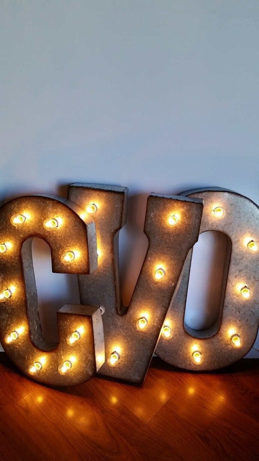 Metal Marquee Single 21" Light Up Letter Lights