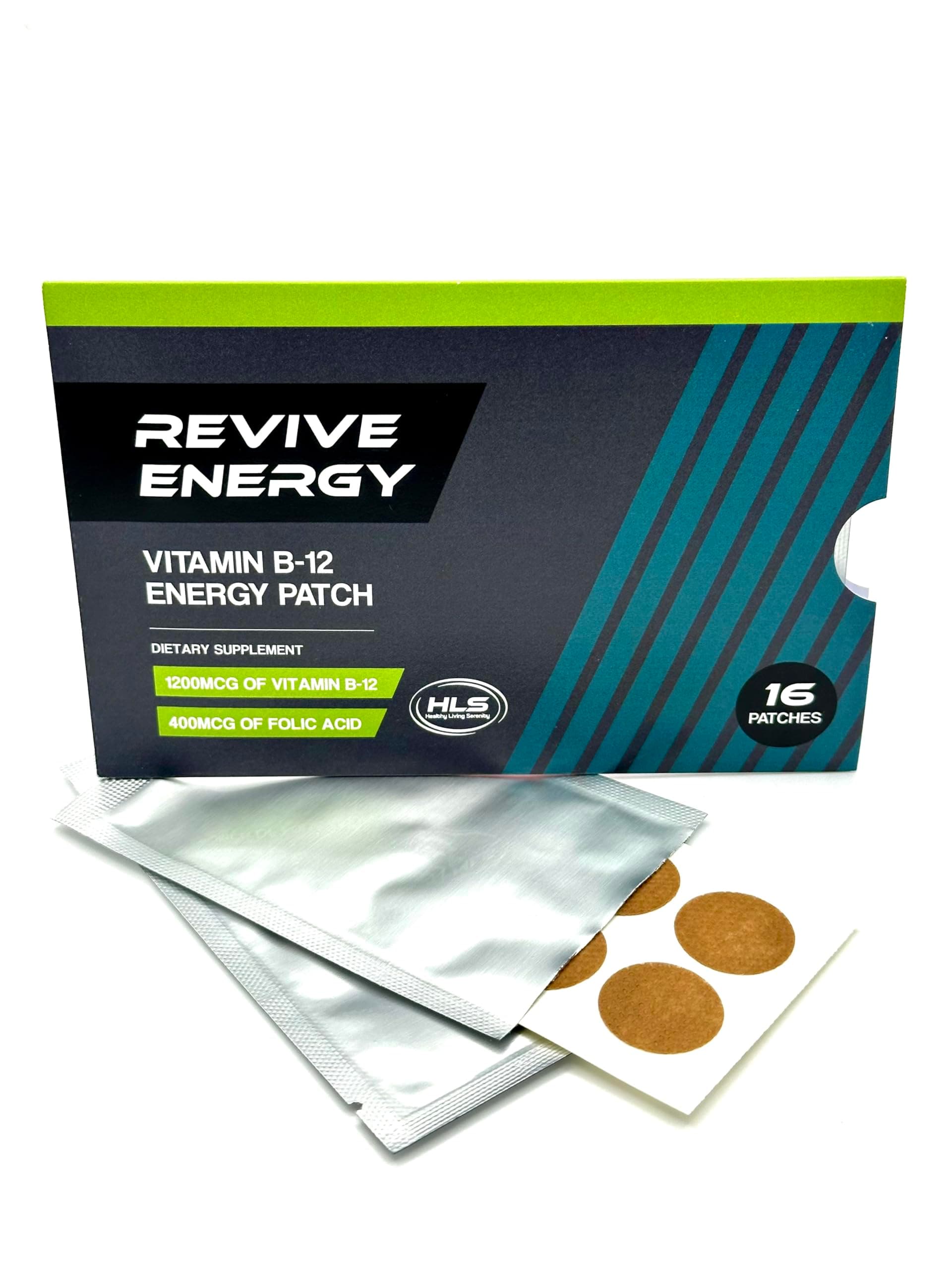 Revive Energy Vitamin B12 1200mcg Energy Patches (Pack of 16) - Feel a Boost in Energy