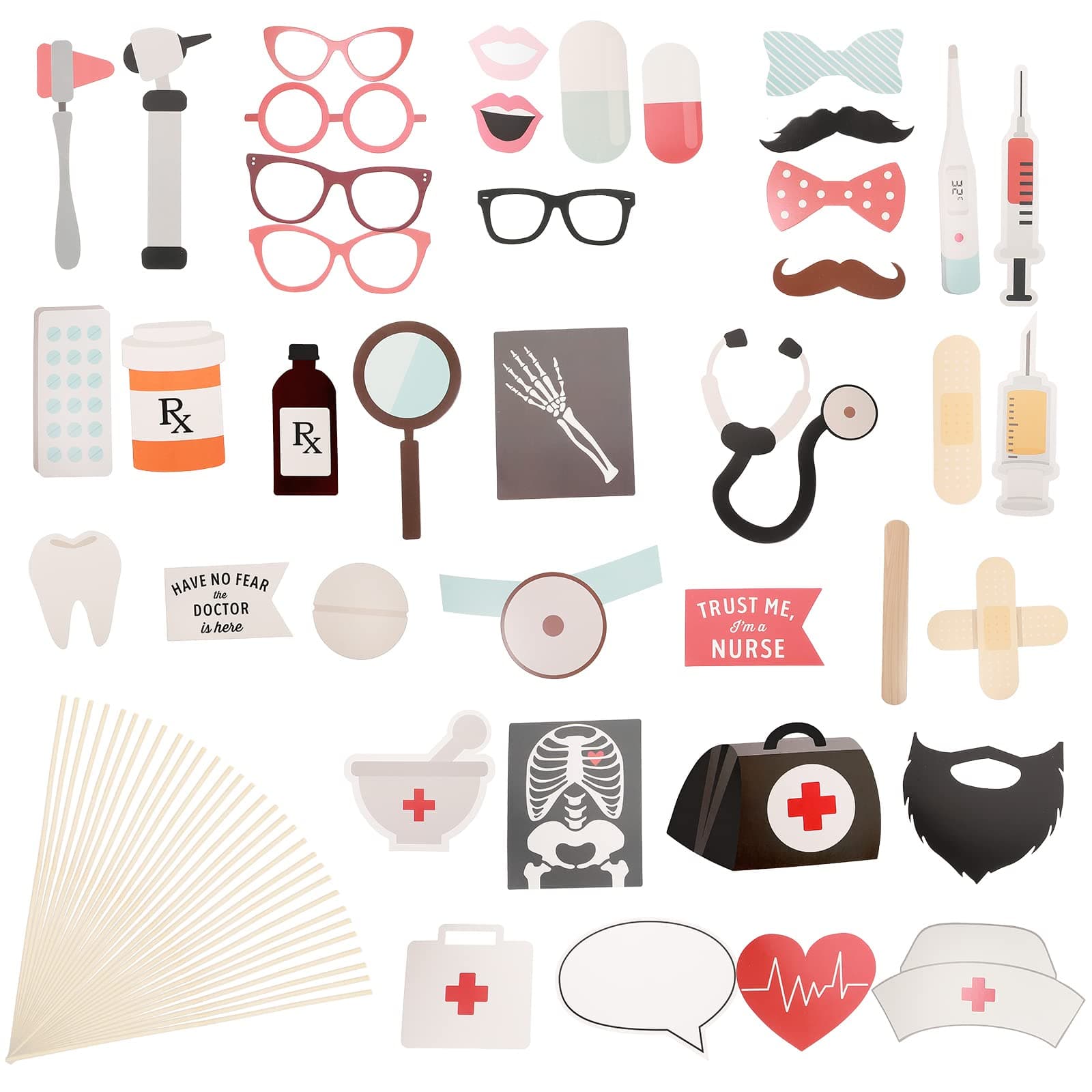 TENDYCOCO 2021 Graduation Party Photo Props Medical School Graduation Party Decorations Nurse Day Hospital Theme Handheld Selfie Props 38pcs