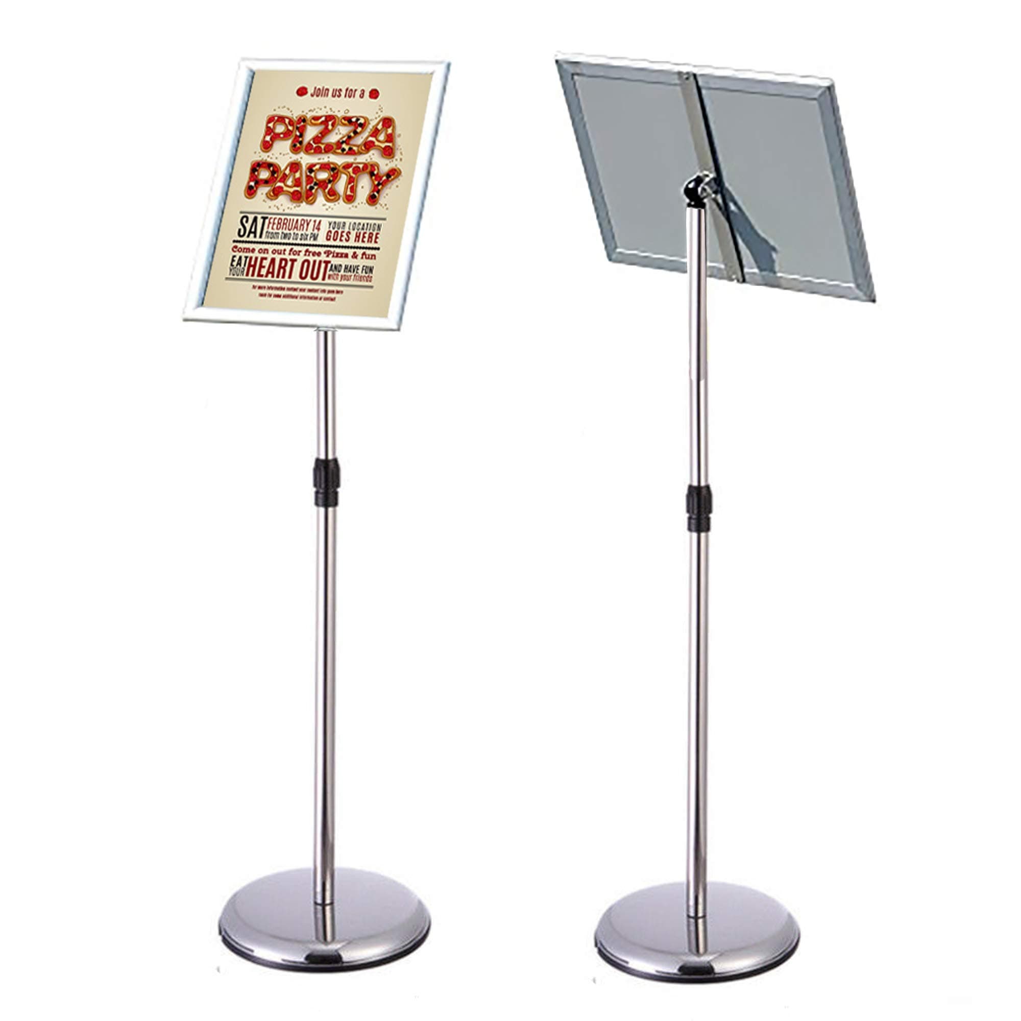 Adjustable Poster Stand Floor Standing Sign Holder Notice Stand Sign Holder for Wedding/ Show/ Display/ Advertisement (Silver, A4)