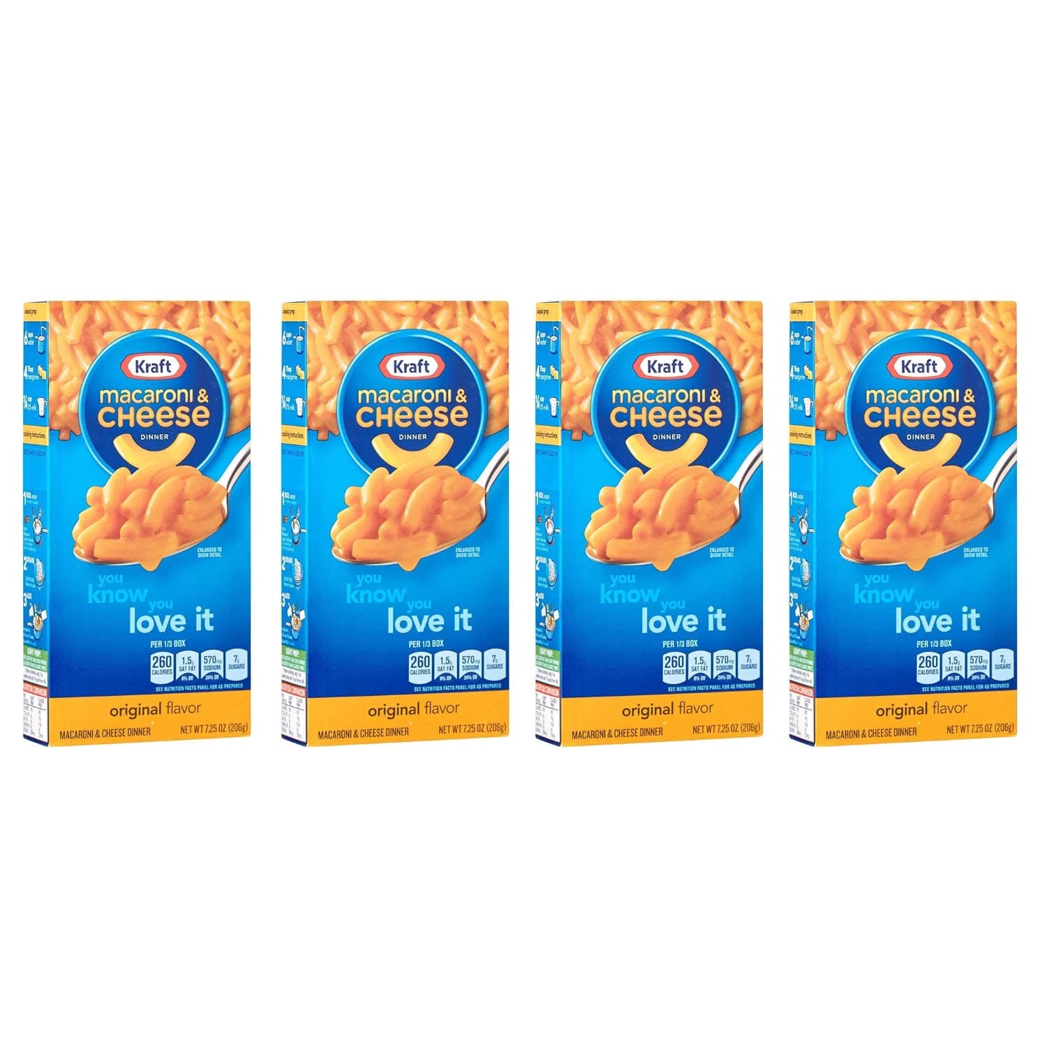 Kraft Original Macaroni & Cheese 206grams | Kraft Mac and Cheese Instant Meal | American Food | Pack of 4