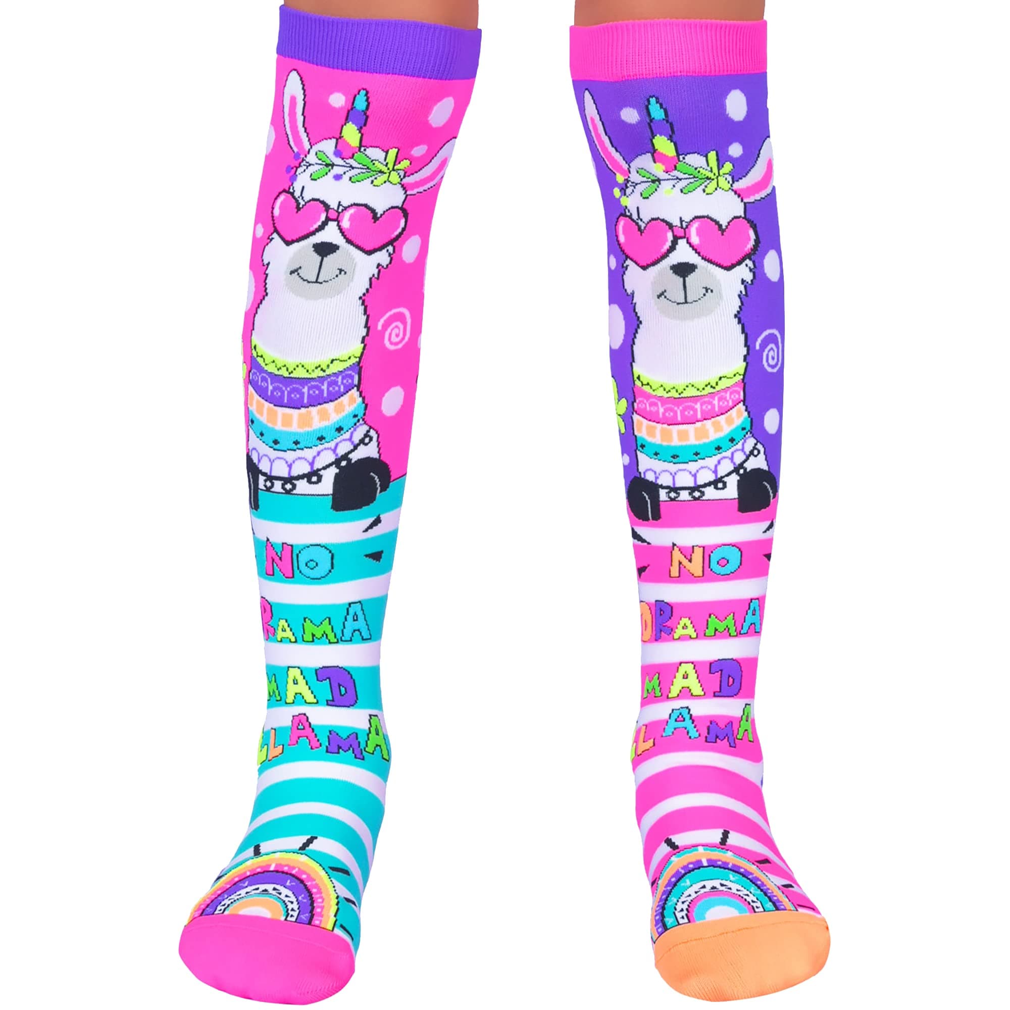 MADMIALama Socks Cool Knee Socks in No Drama Mad Lama Design, Multicoloured / Sea Waves (Ocean Tides), 6-18 Years
