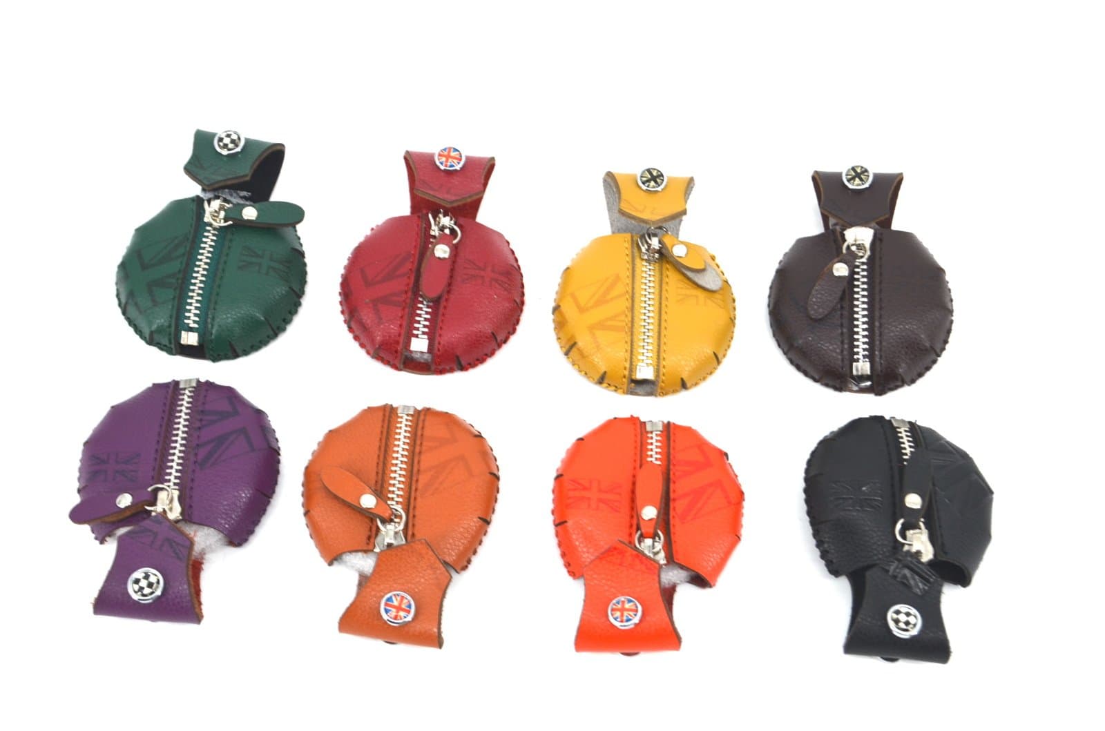 MOTO4U Real Leather Key Fob Cover Holder For Mini JCW Cooper S Countryman One Key Pouch Round shape In Yellow