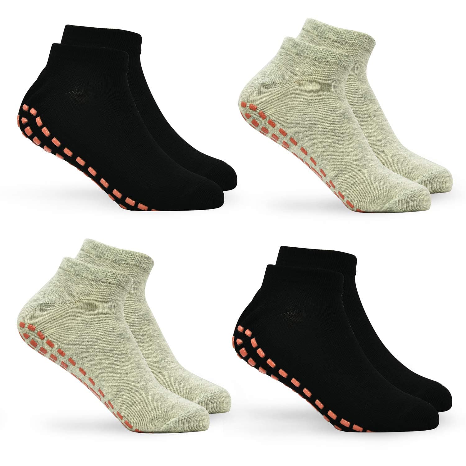 SkiBeaut Kids Trampoline Socks 4 Pairs Toddler Anti-Skid Non Slip Sticky Grips Socks Barefoot Workout for 2-9 Years Children