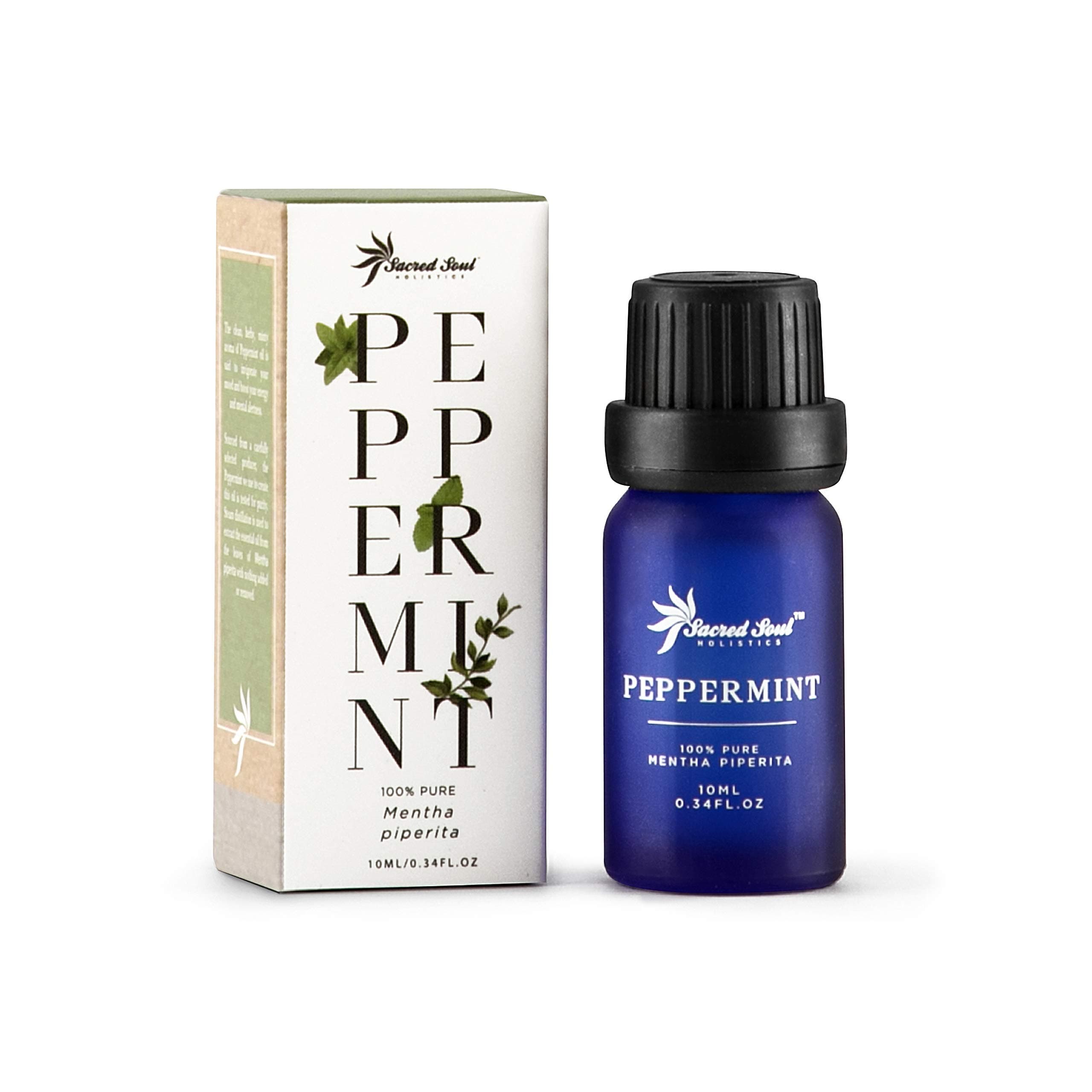 Sacred Soul 100% Pure Peppermint Essential Oil - 10ml - GCMS Tested - Keep Pests Away - Improve Mental Alertness - Perfect For Aromatherapy