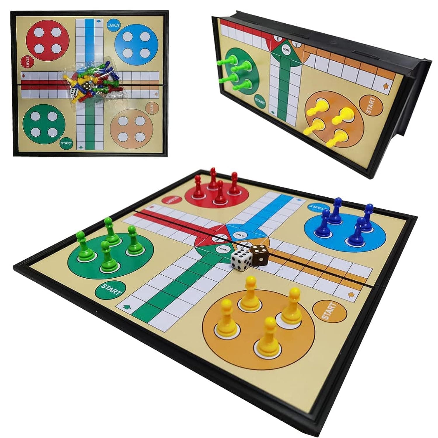 REVHQ Ludo Board Game,Magnetic Ludo Board Games Folding Flight Game Flying Chess Entertainment Educational Gift for Children Students Adults Family Home School Travel