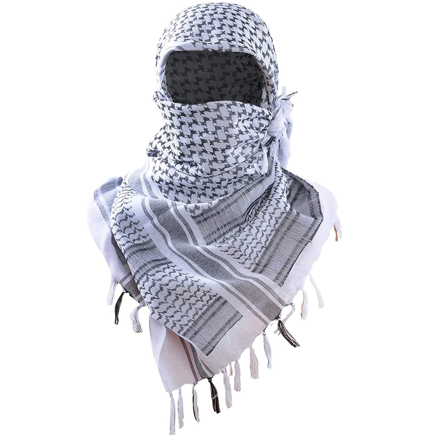 Luxns Military Shemagh Tactical Desert Scarf / 100% Cotton Keffiyeh Scarf Wrap for Men and Women