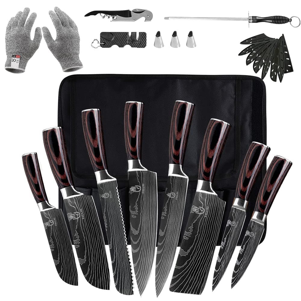 Knife Set, 14pcs Japanese Knife Set, Premium Stainless Steel Kitchen Knife Set