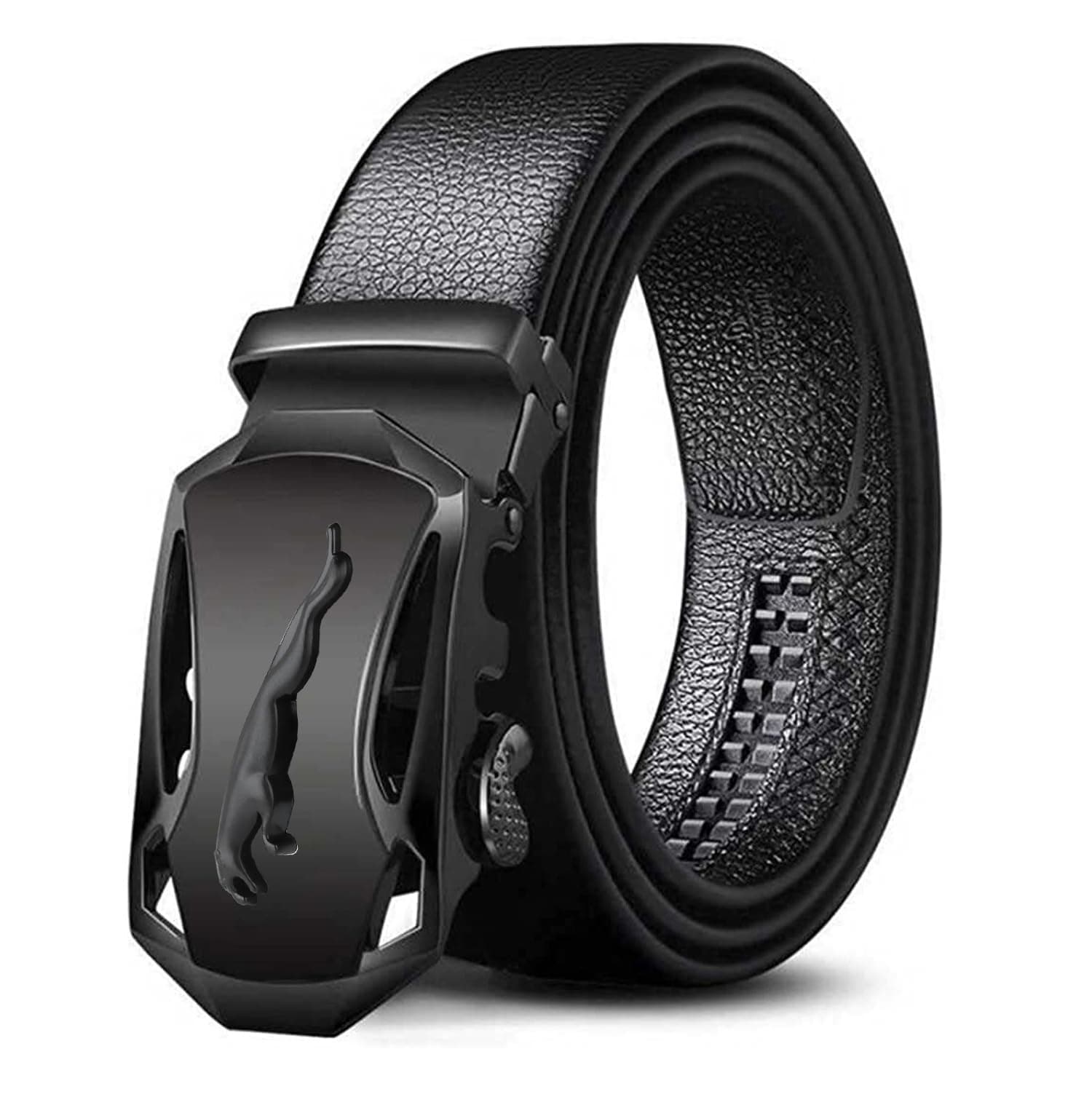 Men Vegan Leather Belt for Men | Black | Autolock Buckle Belt (Black J71)