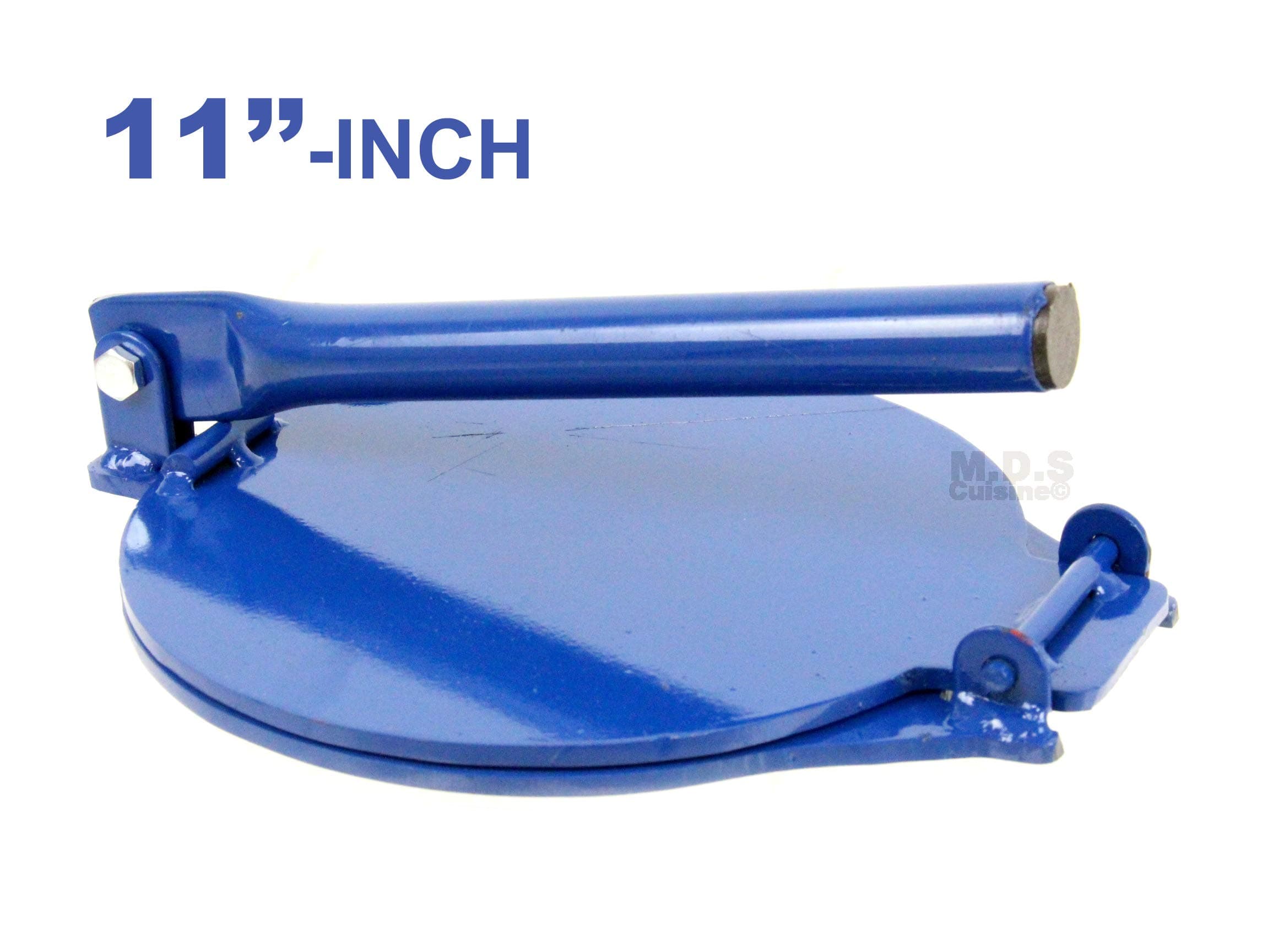 Tortilla Press 11” Heavy Duty Commercial Gauge Steel Red and Blue Kitchen and Restaurant Tortilla Maker (Blue Tortilla Press)