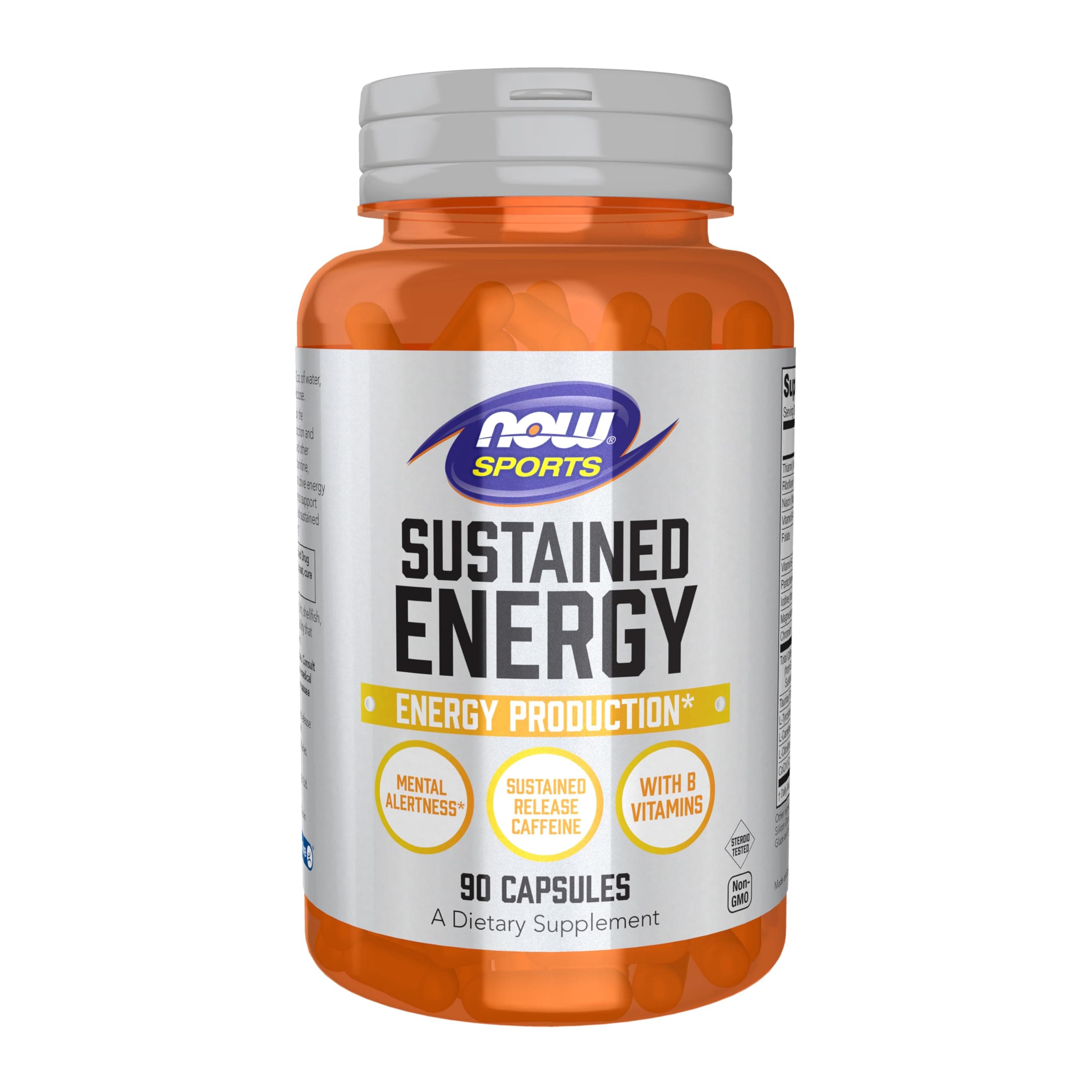 - Sports, Sustained Energy Energy Production* Mental Alertness* Sustained Release Caffeine with B Vitamins 90 Veg Capsules
