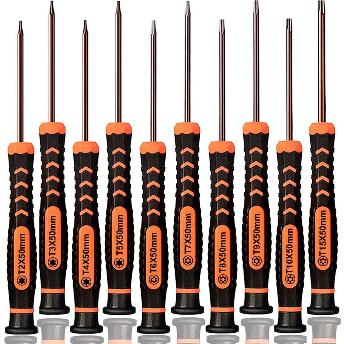 TECKMAN Torx Screwdriver Set of T2-T15, 10-Piece Magnetic Small Torx Security Screwdrivers with T2 T3 T4 T5 T6 T7 T8 T9 T10 T15 Star Screwdriver Tool Kit for Xbox,PS3,PS4,Knife,Computer & Other Device