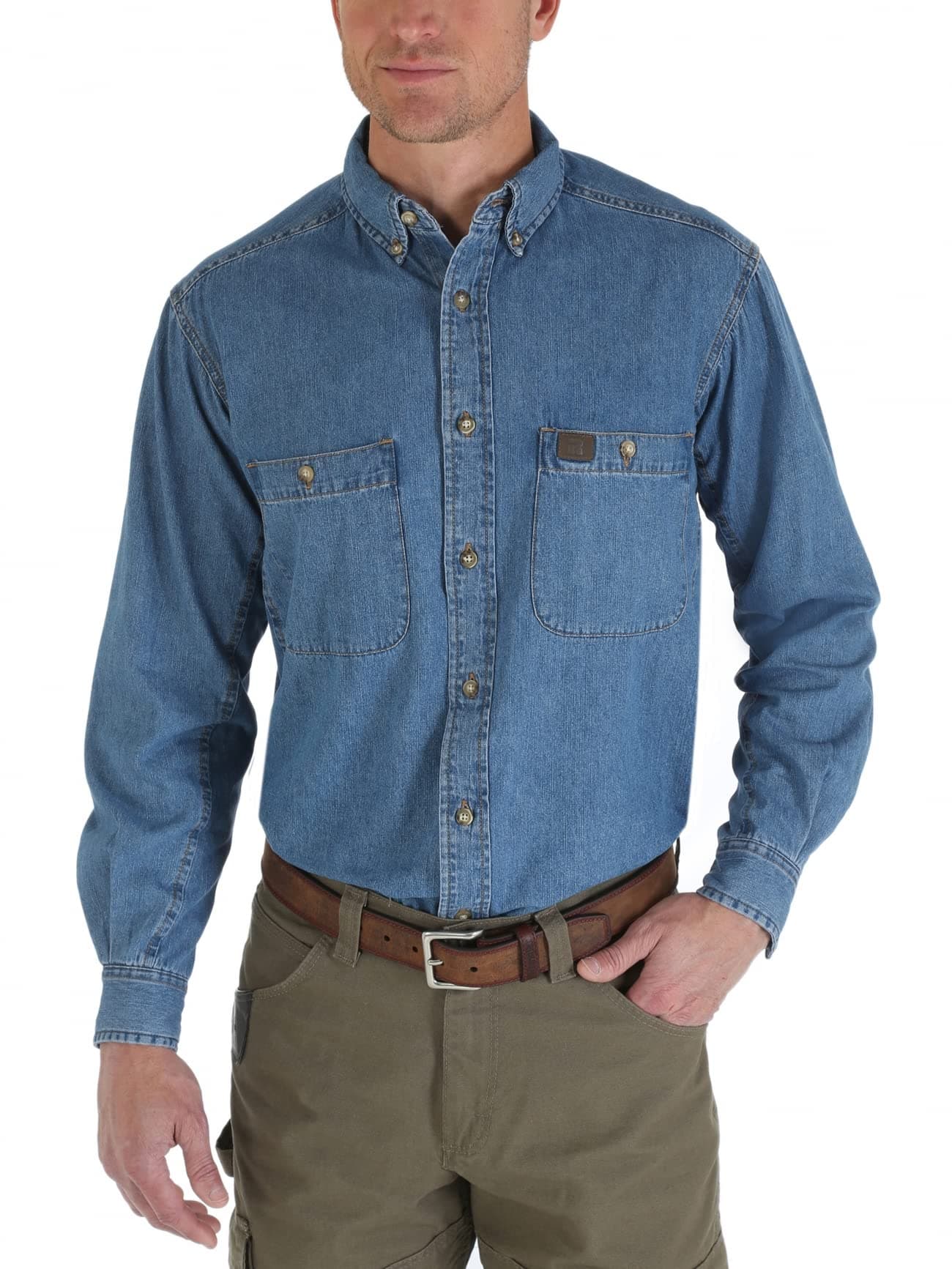 Riggs Workwear Men's Long Sleeve Denim Work Shirt