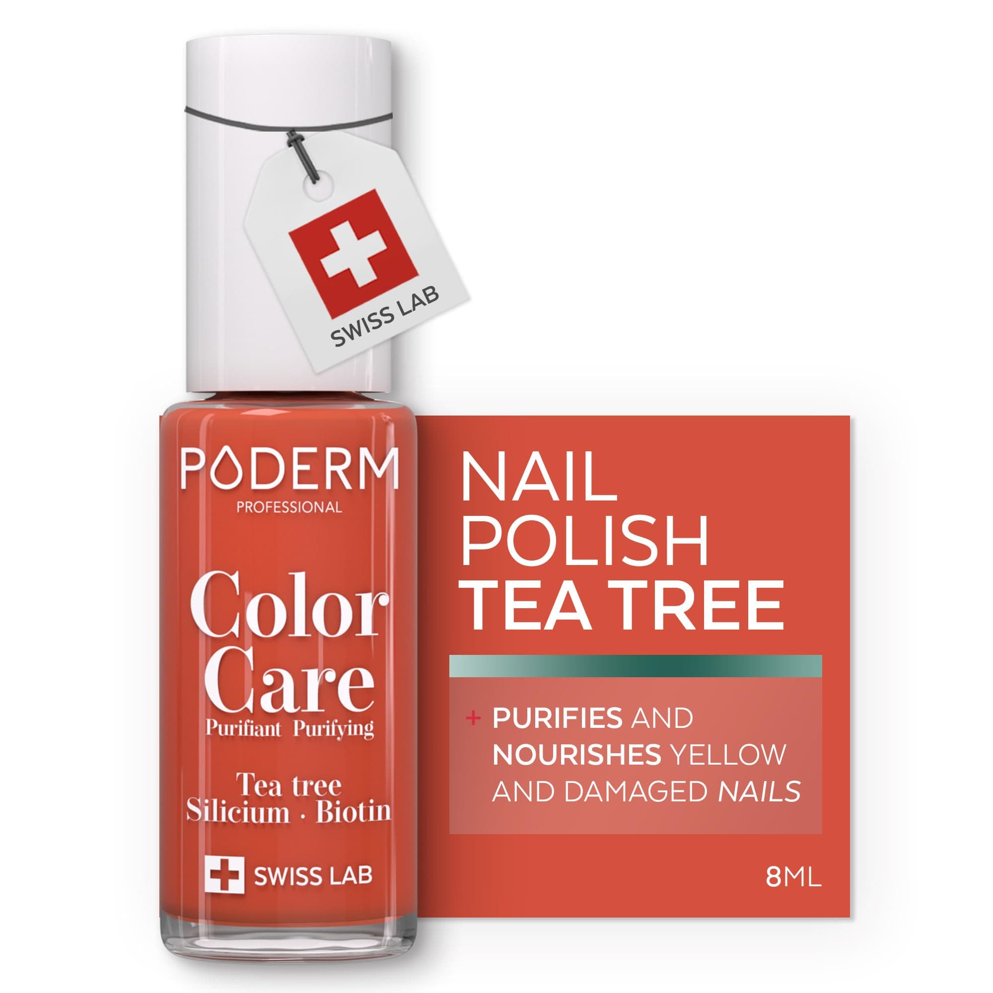 PODERM Swiss-Made Antifungal Nail Polish – Mango | Breathable Treatment with Tea Tree, Silicon & Biotin | Strengthens, Repairs & Conceals Yellow, Brittle & Damaged Nails | Podiatrist-Developed