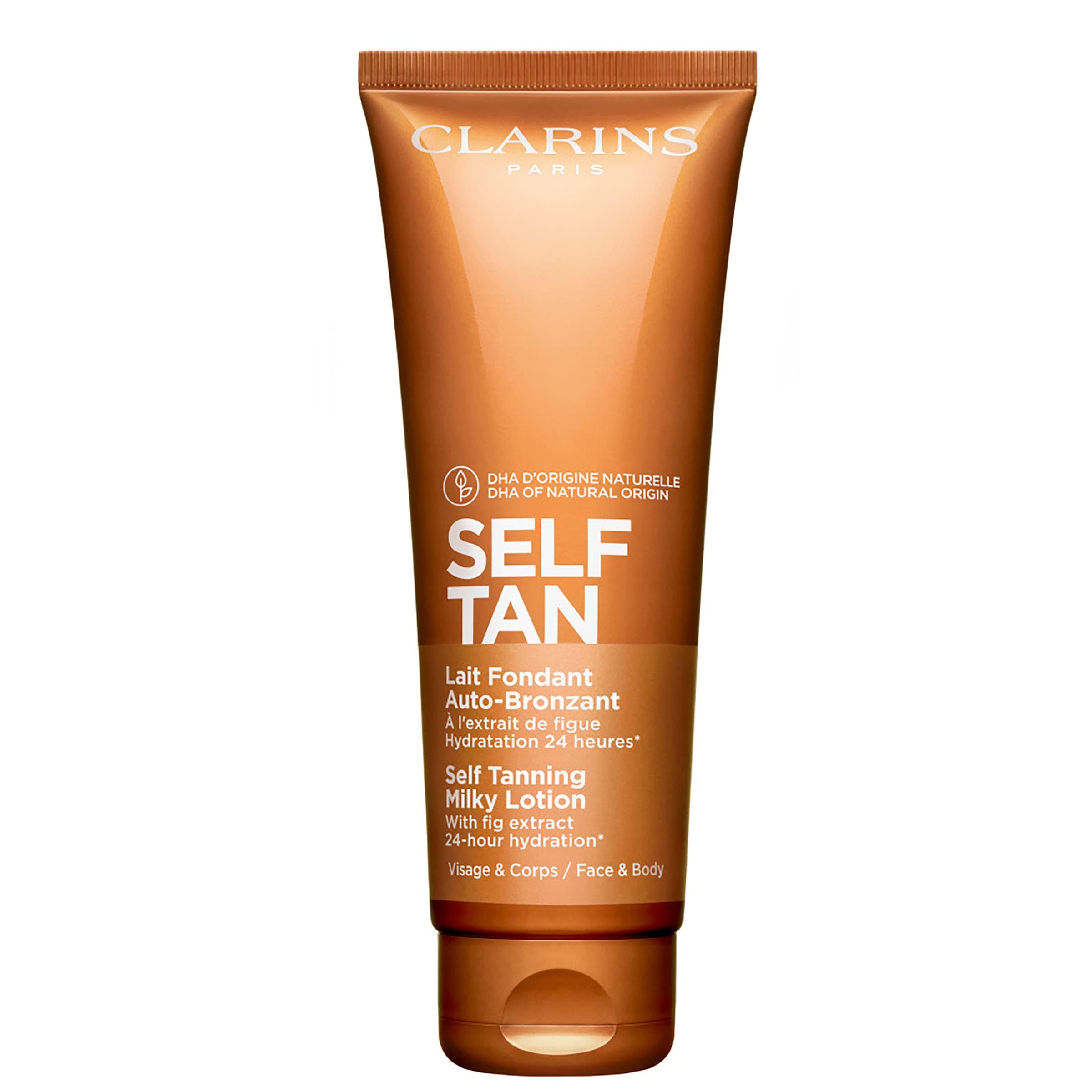 Clarins Self Tanning Milky Lotion | Streak-Free Natural Glow for Face & Body | Hydrating, Buildable Tan
